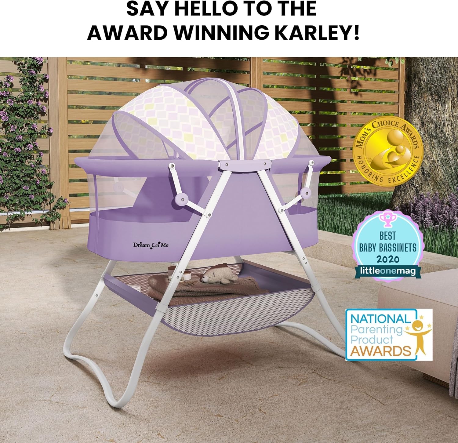 Dream On Me Karley Bassinet in Grey and Pink