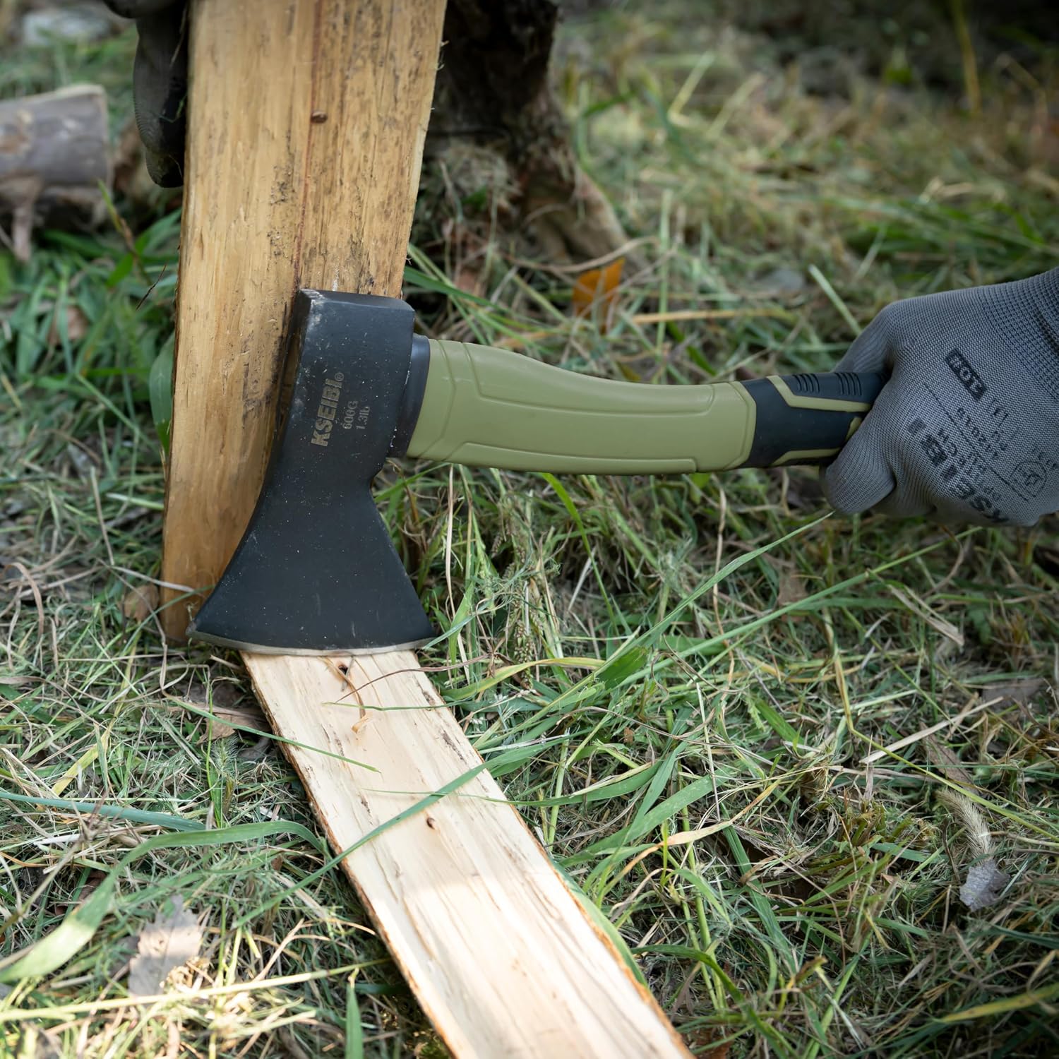 KSEIBI Wood Axe, Small Outdoor Camp Hatchet for Splitting and Kindling Wood