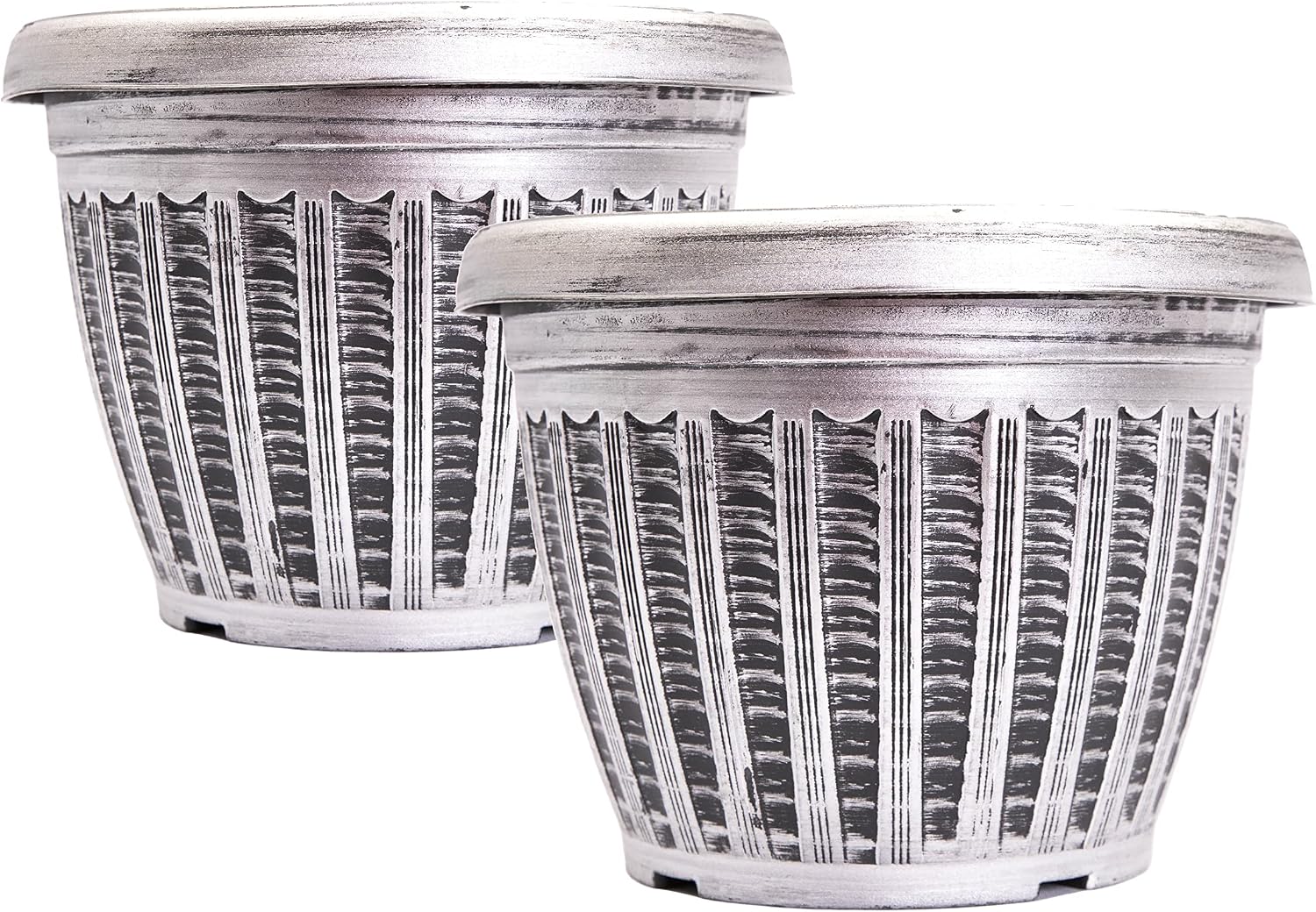 Rustic Flowerpot 10" Planter for Garden Patio Office Ornaments Home Decor Long Lasting Reusable Light Weight (Silver-S)