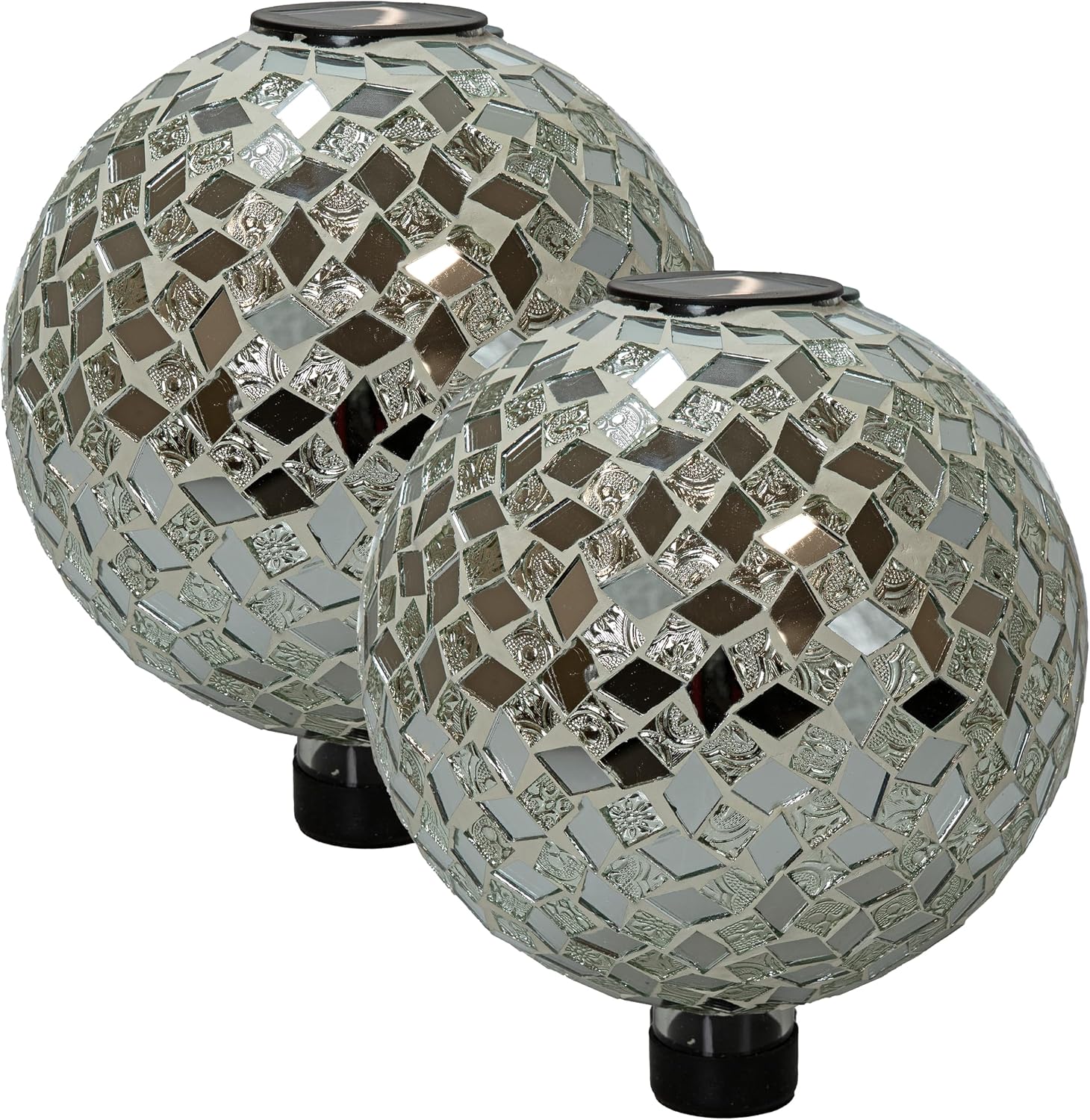 Sunnydaze Solar Gazing Ball for Garden, Mosaic Cool Blooms