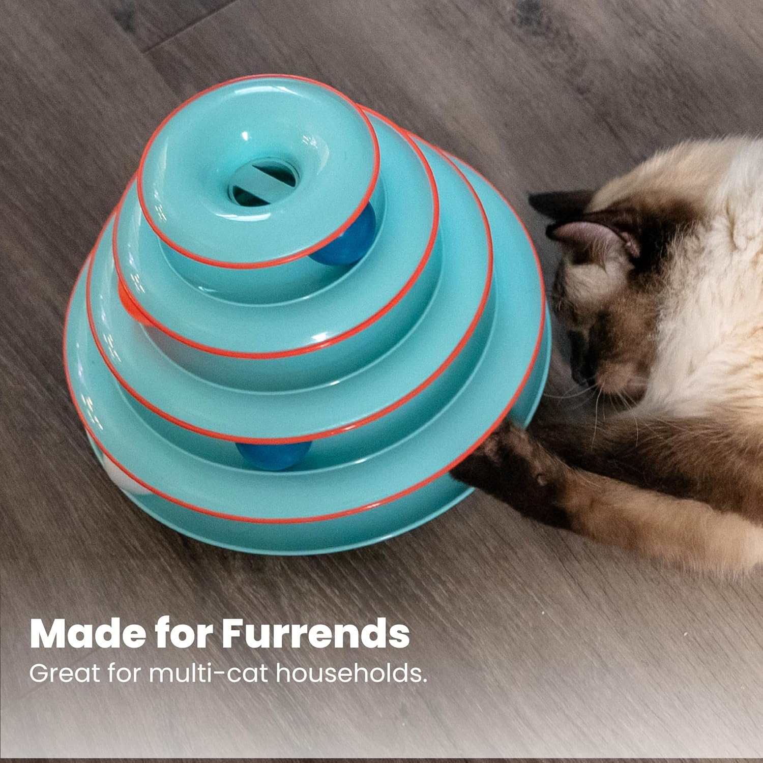 Catstages Tower of Tracks Cat Toy – 3-Level Track Tower with 6 Balls, Interactive Cat Toy for Indoor Enrichment