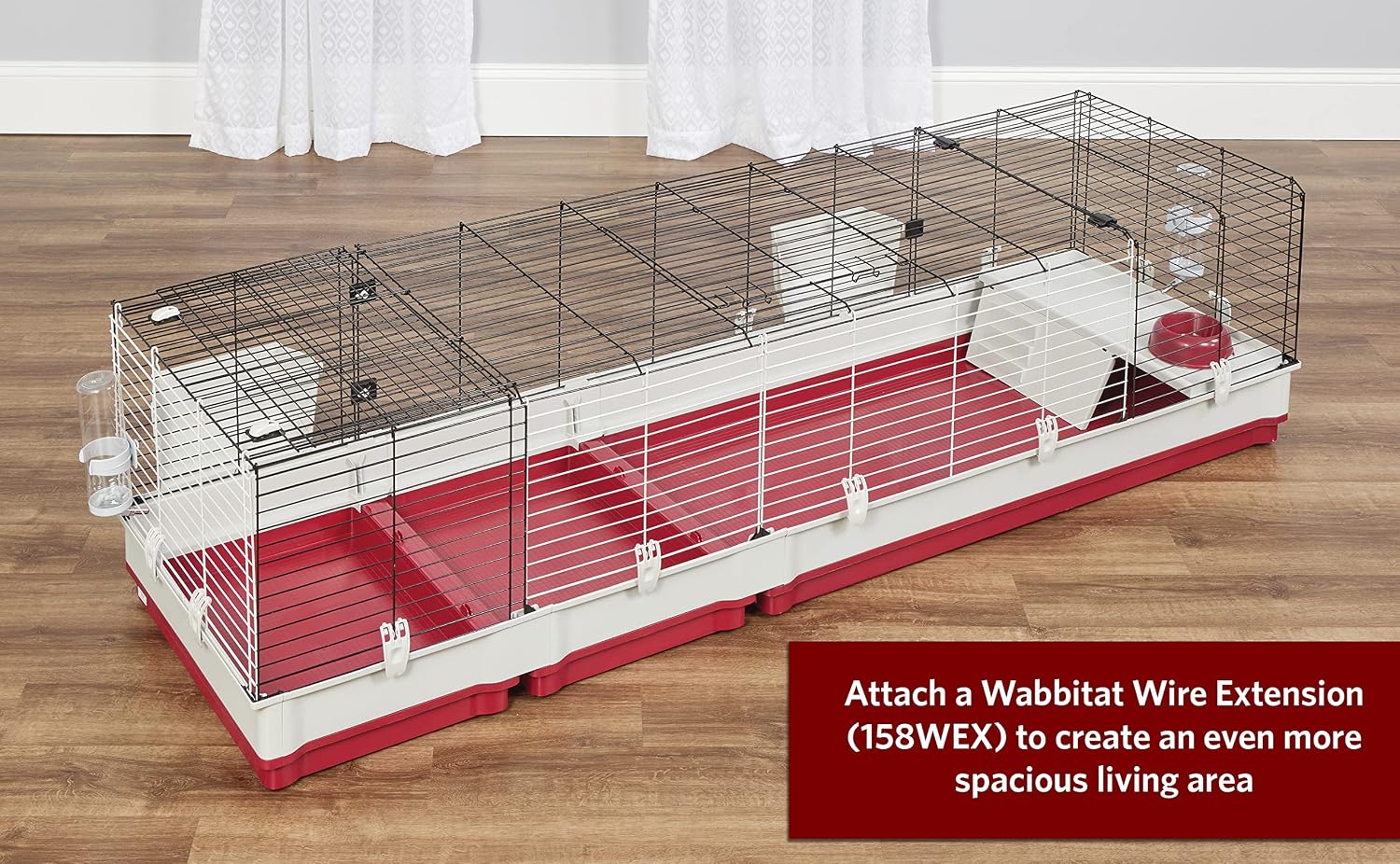 MidWest Homes for Pets 158 Wabbitat Deluxe Rabbit Home, Rabbit Cage, 39.5 L x 23.75 W x 19.75 H Inch, Maroon/White
