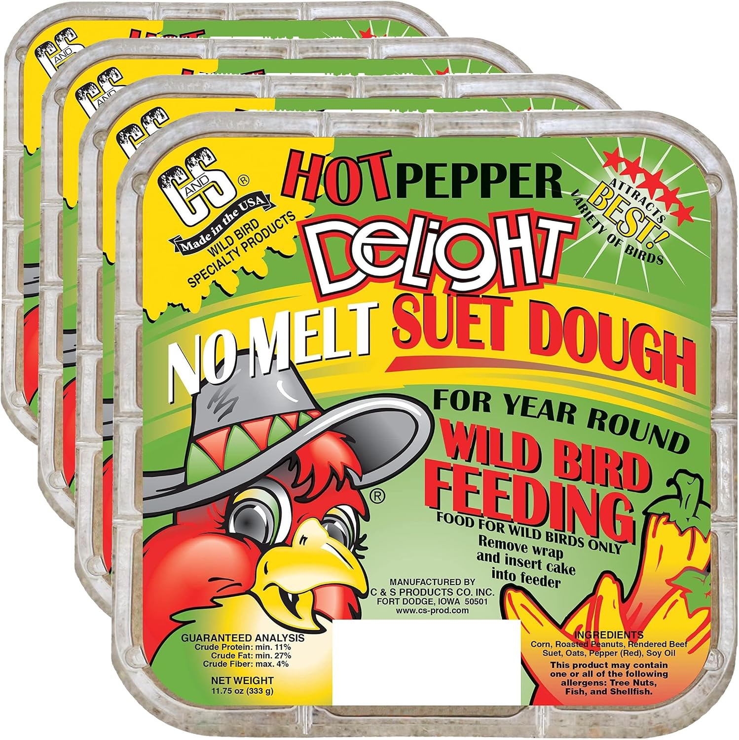 C&S CS12553 11.75 Oz Hot Pepper Delight Wild Bird No Melt Suet Dough