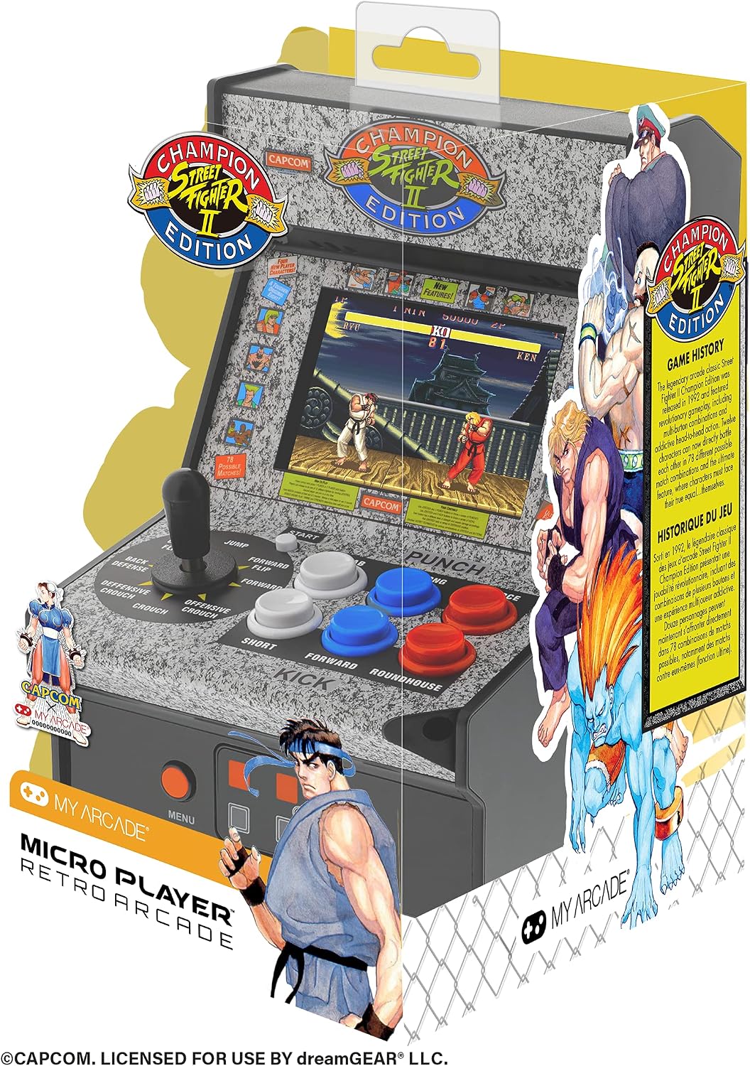 My Arcade Micro Player Mini Arcade Machine: Galaga Video Game, Fully Playable, 6.75 Inch Collectible, Color Display, Speaker, Volume Buttons, Headphone Jack - Electronic Games
