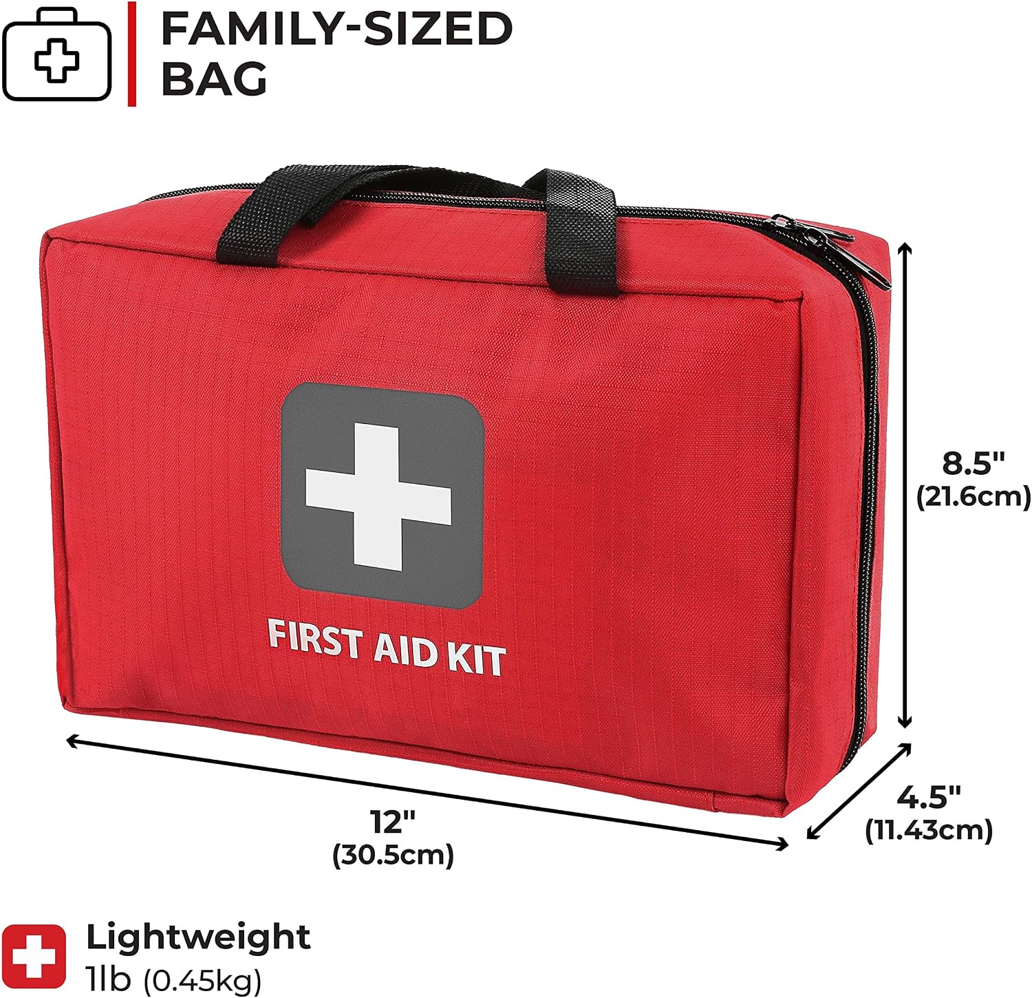 Thrive Mini First Aid Kit - Compact Travel Essentials Pack - Waterproof Camping Essentials Set - Portable Car First Aid Kit & Hiking Supplies Pouch - 66-Piece Set, Red Shell Case