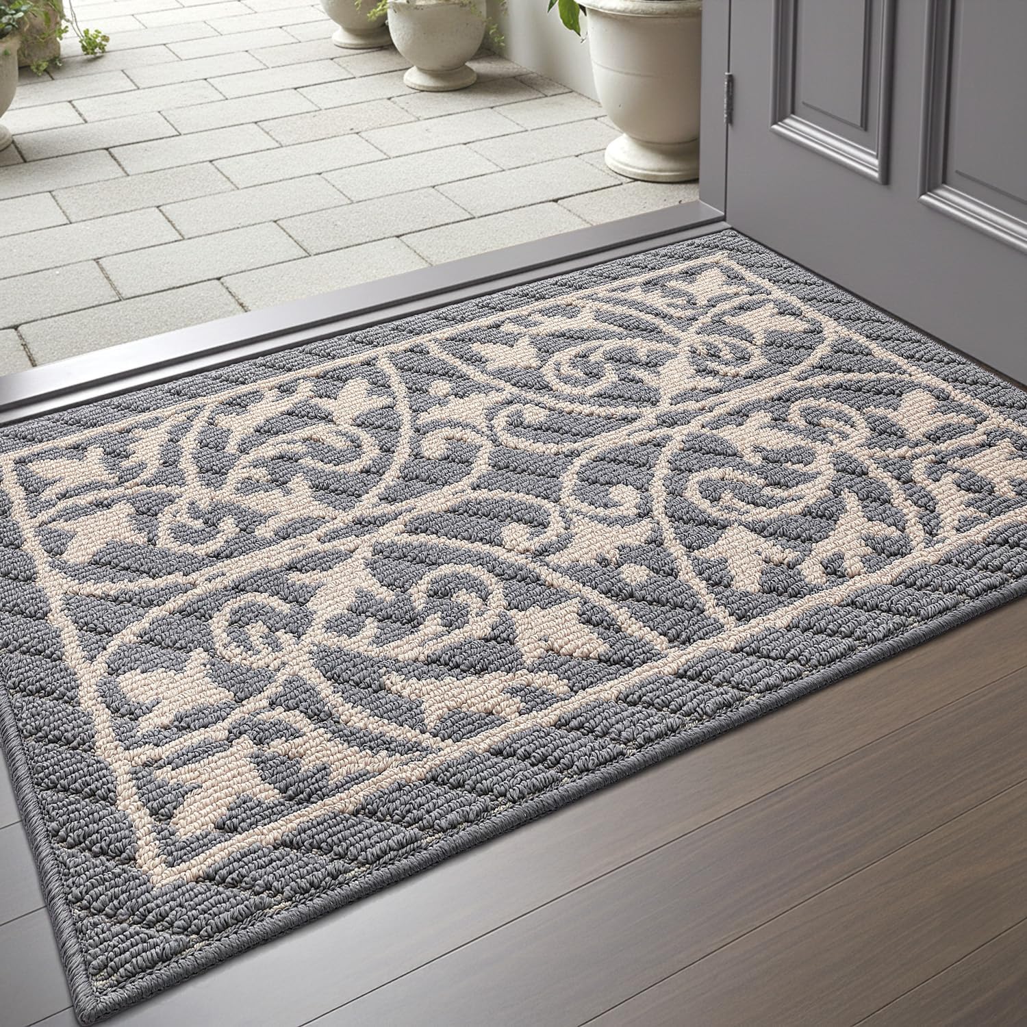 DEXI Front Door Mat Indoor Entryway 24x36 Inside Entrance Doormat Green