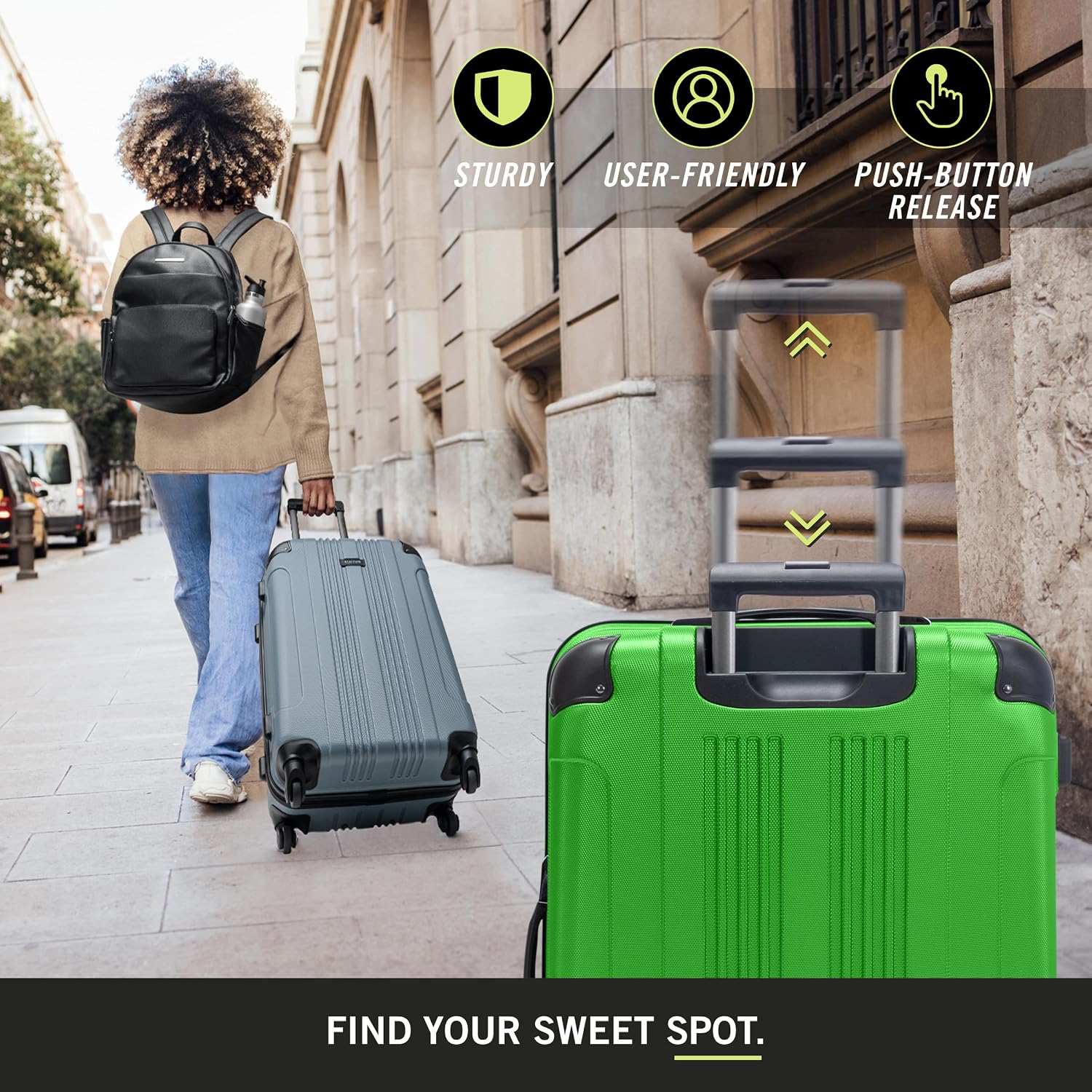 Kenneth Cole REACTION Out of Bounds Lightweight Hardshell 4-Wheel Spinner Luggage, Teal, 20-Inch Carry On