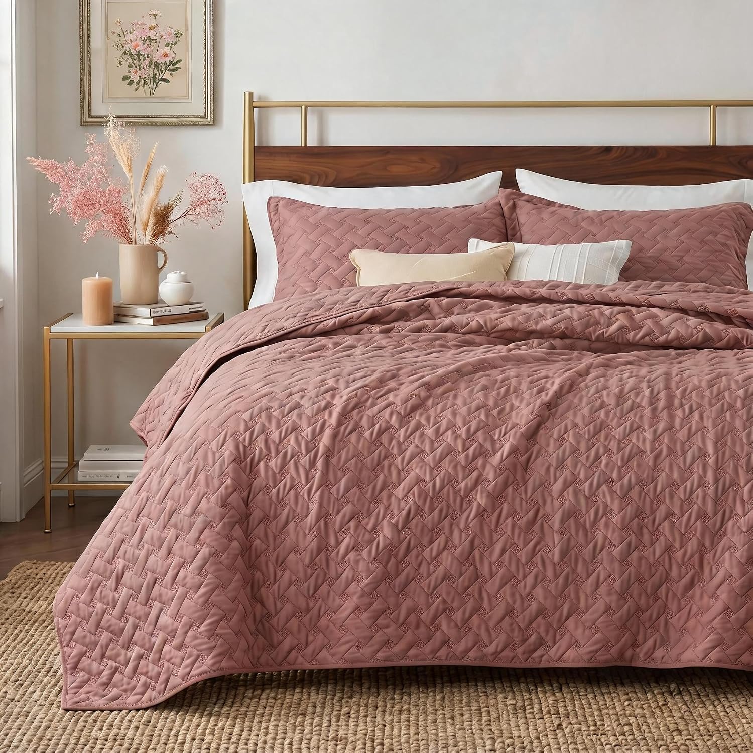 Bedsure Quilts Queen Size - Grey Bedspreads Queen Size with Basket Weave Pattern, Soft Quilt Bedding Set, Lightweight Comforter Set Coverlet for All Seasons with 2 Pillow Shams (90" x 96")