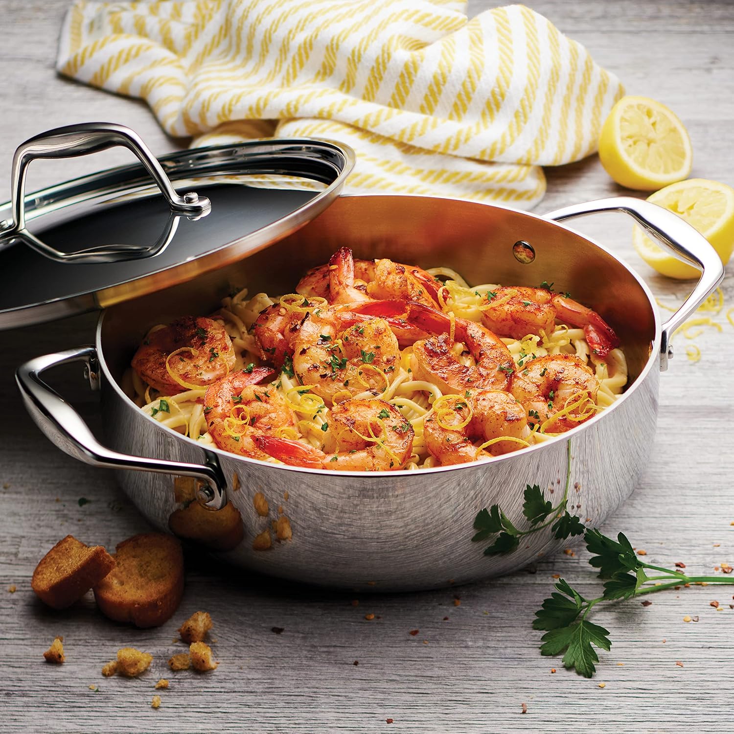 Tramontina Signature Tri-Ply Clad Stainless Steel 12-Inch Large Frying Pan | Induction-Ready Skillet, Dishwasher-Safe, NSF-Certified