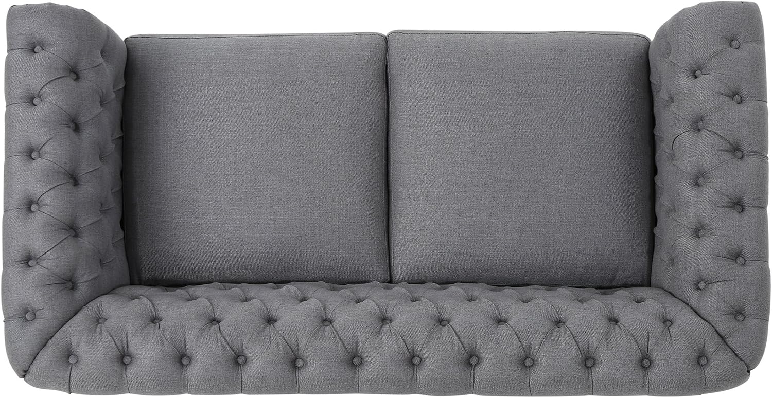 Christopher Knight Home Karen Traditional Chesterfield Loveseat Sofa, BlackBerry and Dark Brown, 61.75 x 33.75 x 27.75