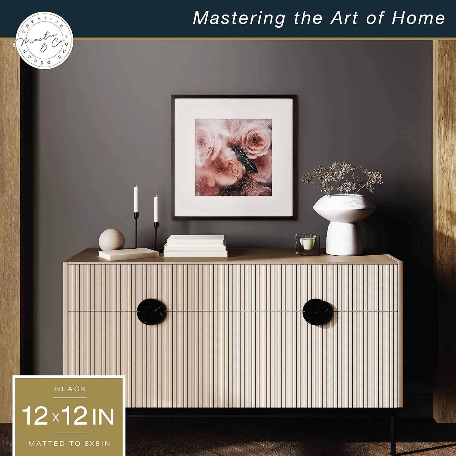 MCS Master & Co. Foundry Metal Picture Frame, 12x12 Matted to 8x8
