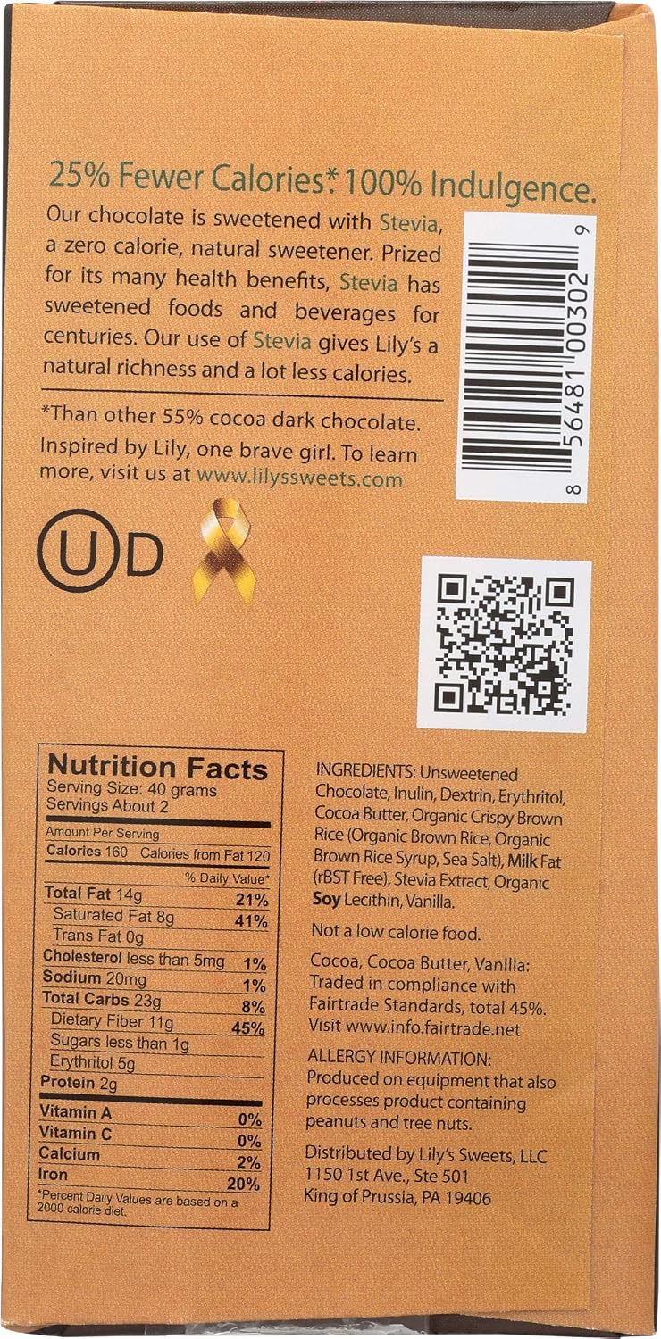 Lily's Crispy Rice Dark Chocolate (12x3 OZ)