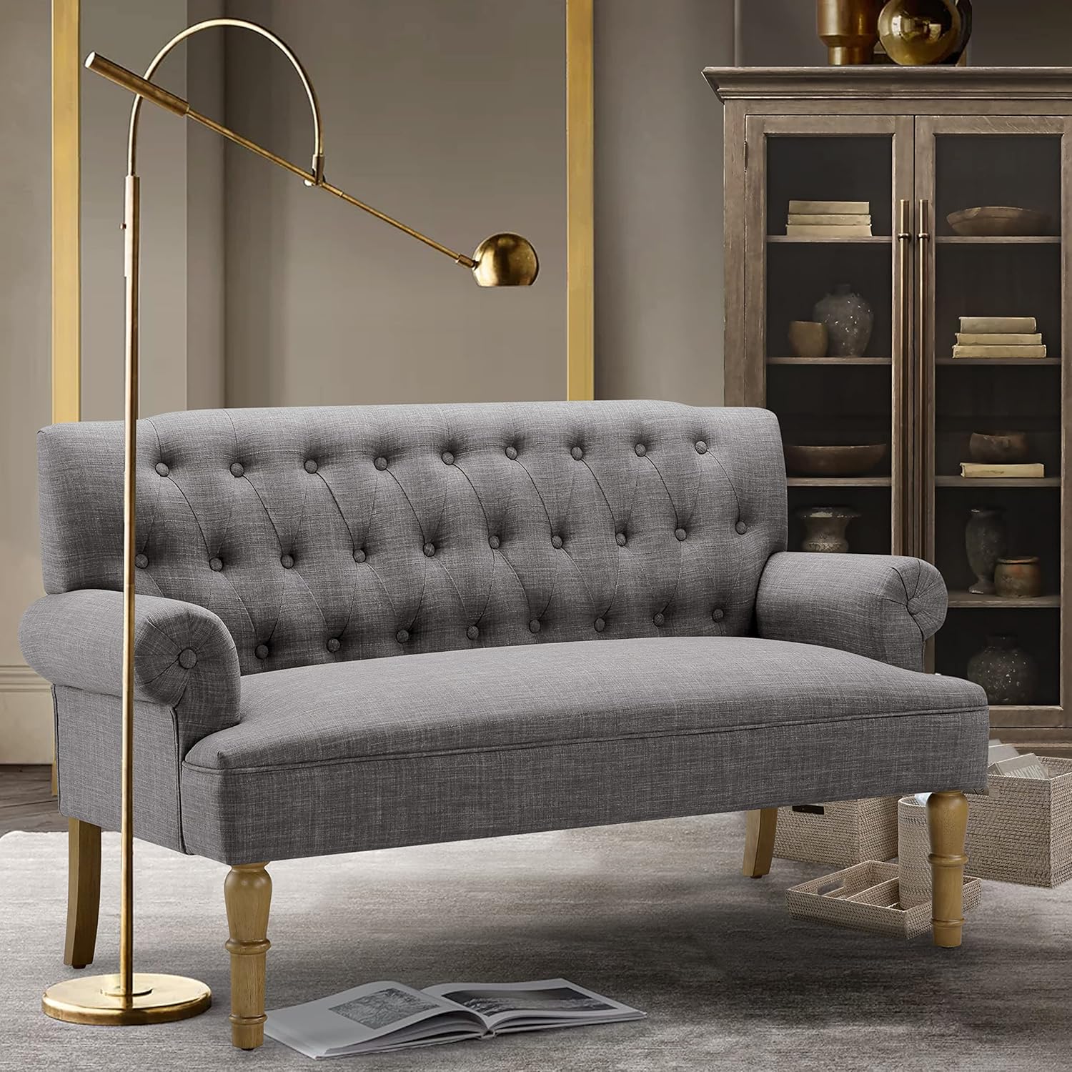 Rosevera Loveseat Sofa for Living Room - Linen, Warm Beige