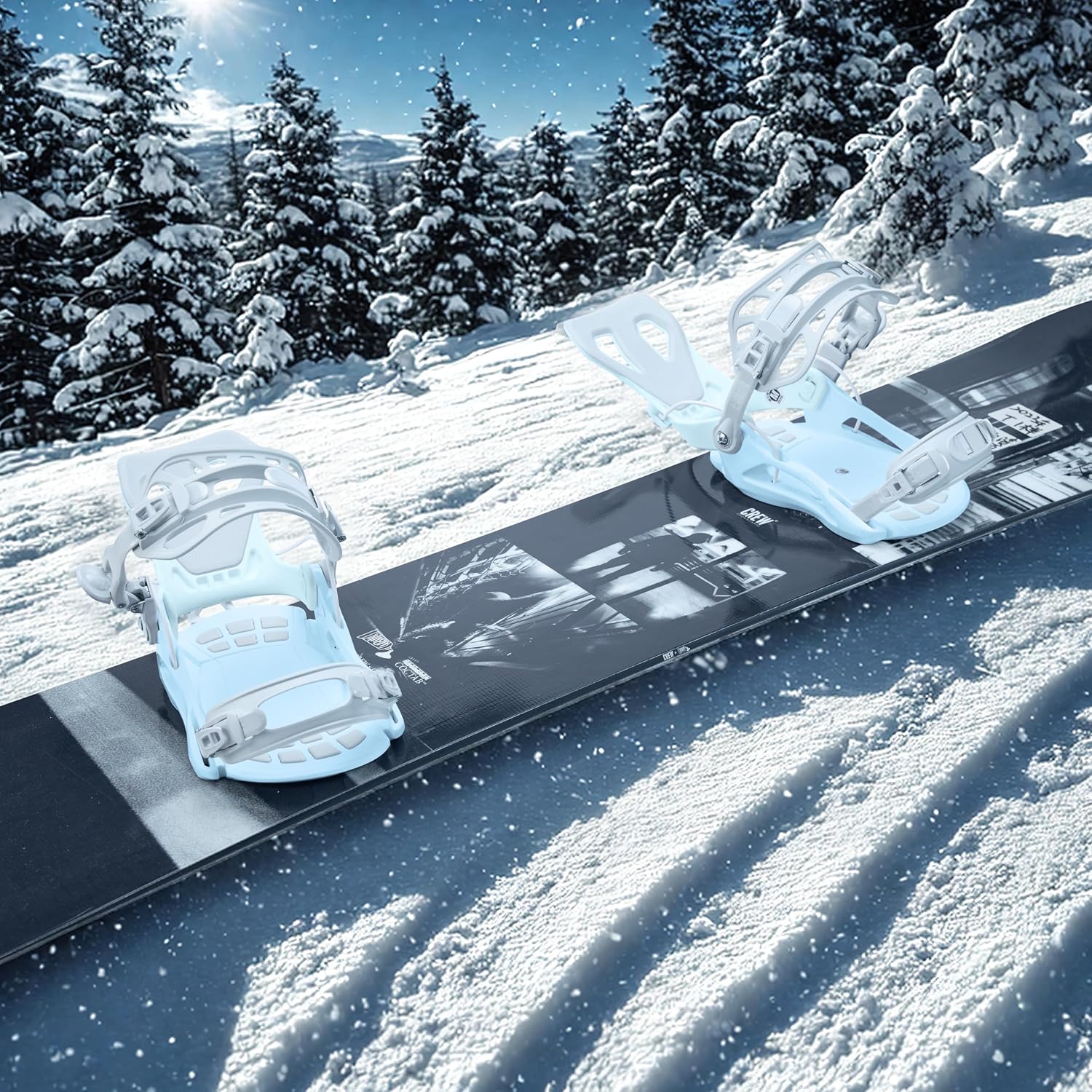 XCMAN Rear Step in Style Snowboard Bindings Lightweight Rear Entry All-Mountain Bindings for Men Women Easy in and Out