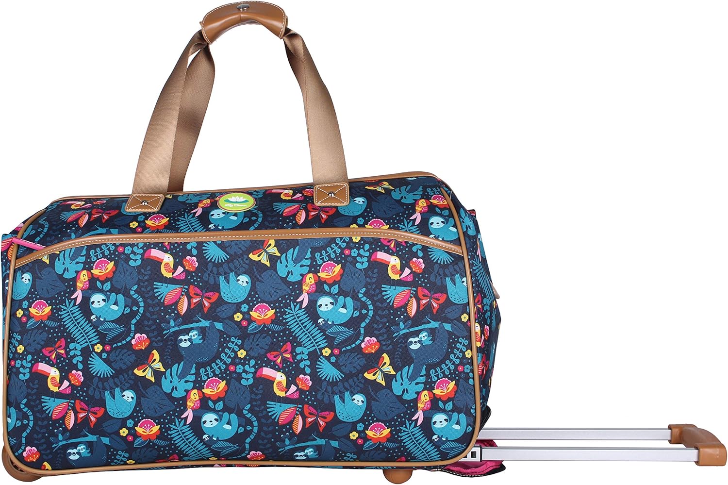 Lily Bloom Pattern 22 Inch Duffel Bag with 2-Rolling Wheels, Weekender Overnight Travel Lightweight Carry-On Suitcase For Women