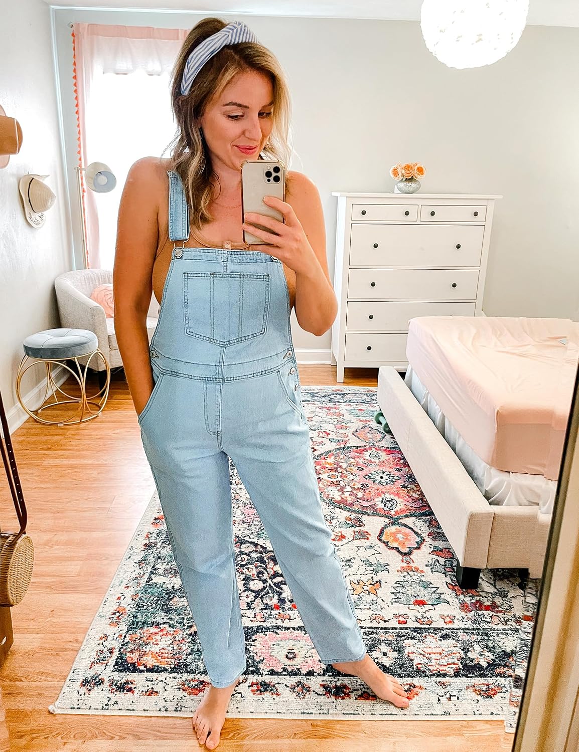 luvamia Women's Casual Stretch Adjustable Denim Bib Overalls Jeans Pants Jumpsuits