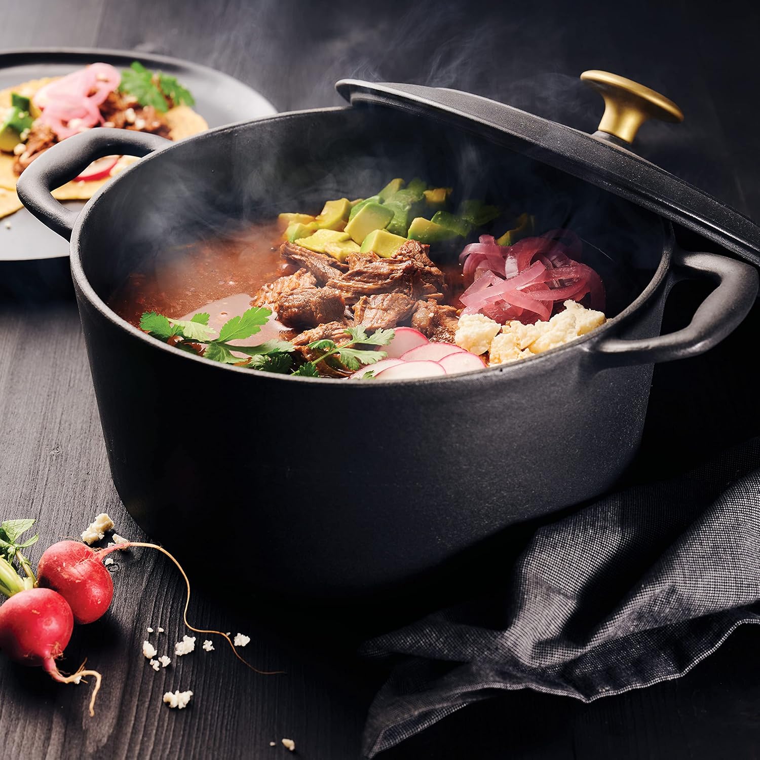 Tramontina Bestow Enameled Cast Iron 4-Qt Braiser Pan with Lid, Blue | Oven-to-Table Casserole Dish, Great for Shallow Braises & Simmers
