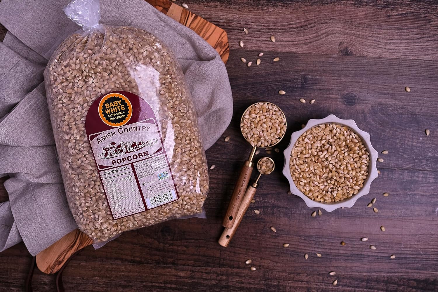 Amish Country Popcorn | 2 lb Bag | Baby White Popcorn Kernels | Small and Tender | Old Fashioned, Non-GMO and Gluten Free (Baby White - 2 lb Bag)