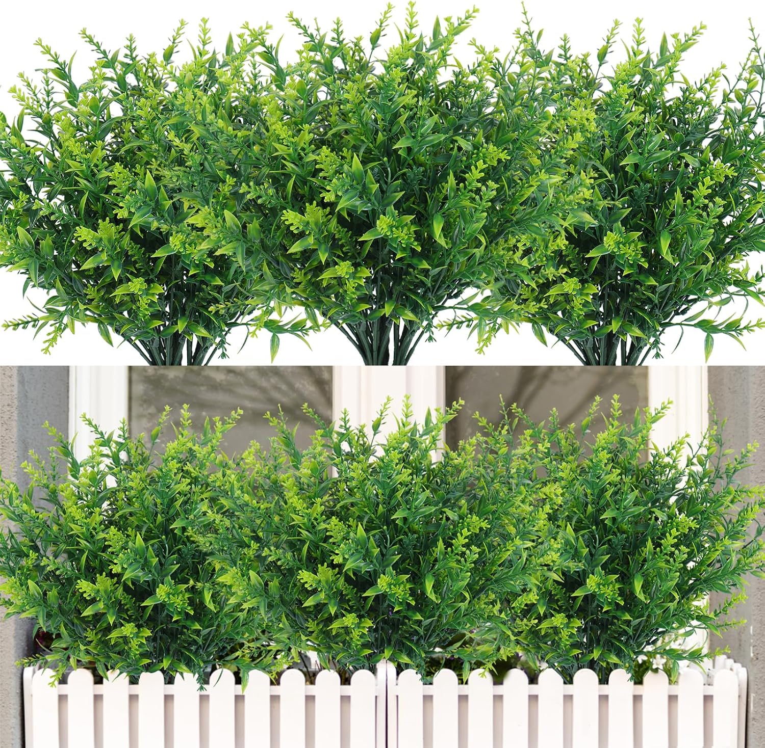 RECUTMS Artificial Greenery Lavender Fake Shrubs Flowers 8 Pcs UV Resistant