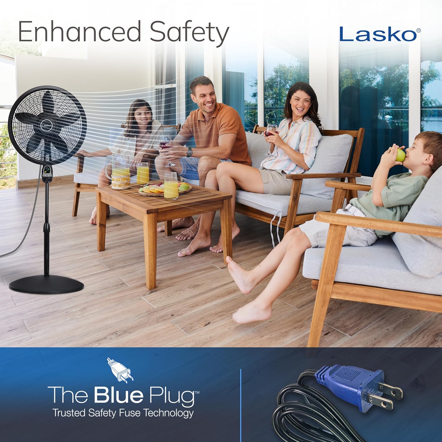 Lasko Cyclone Oscillating Pedestal Fan - Adjustable to 54" - 1843 - Black | Remote Control, Cooling Standing Fan for Bedroom, Living Room