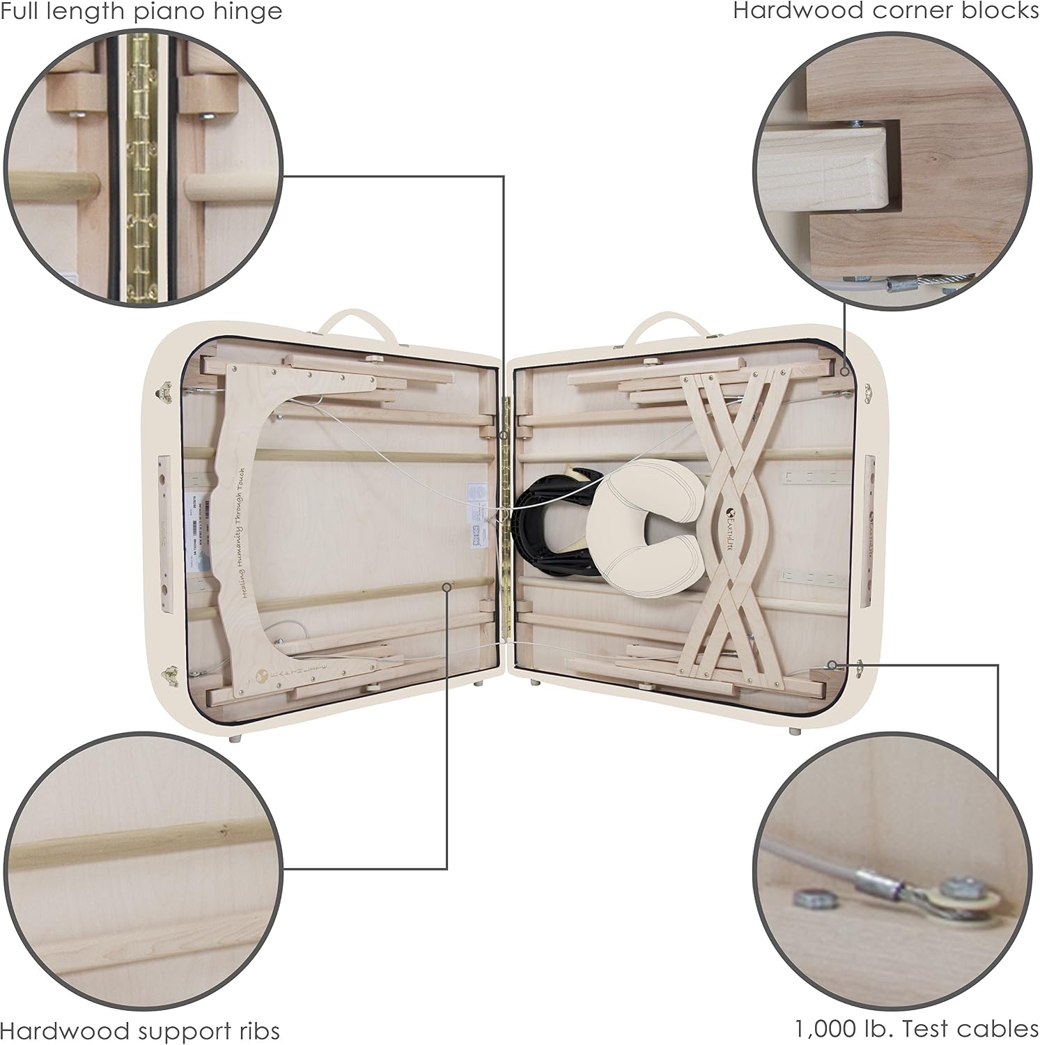 EARTHLITE Premium Portable Massage Table Package SPIRIT - Spa-Level Comfort, Deluxe Cushioning incl. Flex-Rest Face Cradle & Strata Face Pillow, Carry Case (30/32” x 73”) - Made in USA