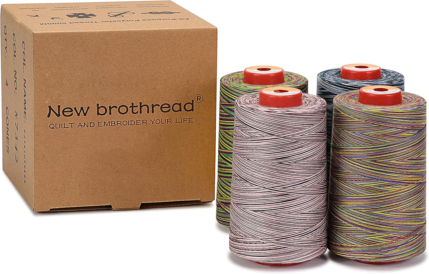 New brothread 4 Large Cones All Purpose Polyester Thread -Cream