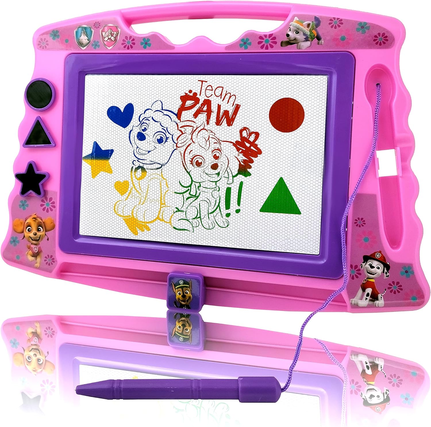 Lollipop PAW Patrol Magnetic Drawing Board with Stylus and 3 Stamps, for Girls or Boys (Pink)…