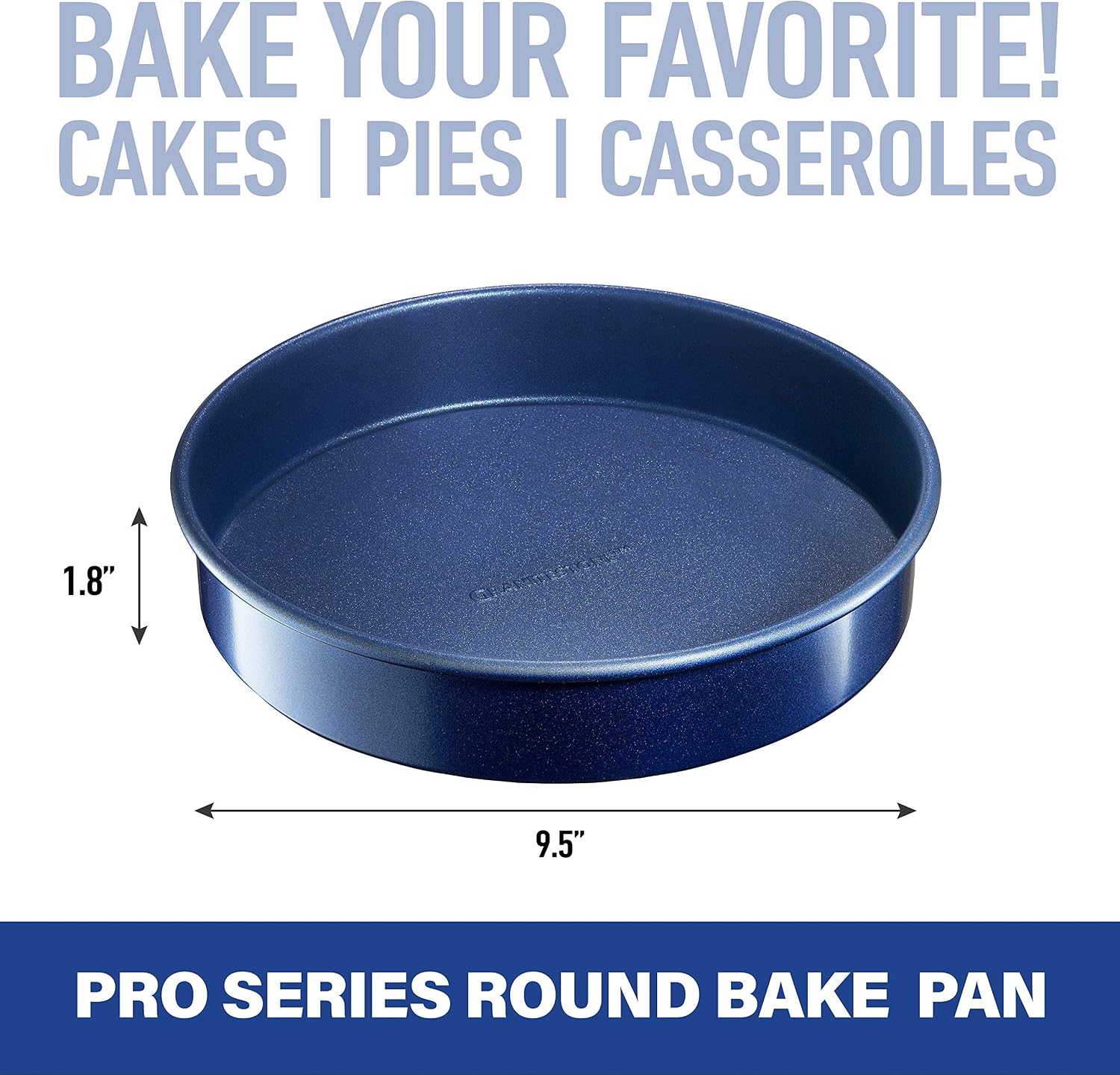 Granitestone Blue Nonstick 9.7in x 5.75in x 2.8in Loaf Pan, Oven Safe up to 500F, Dishwasher Safe