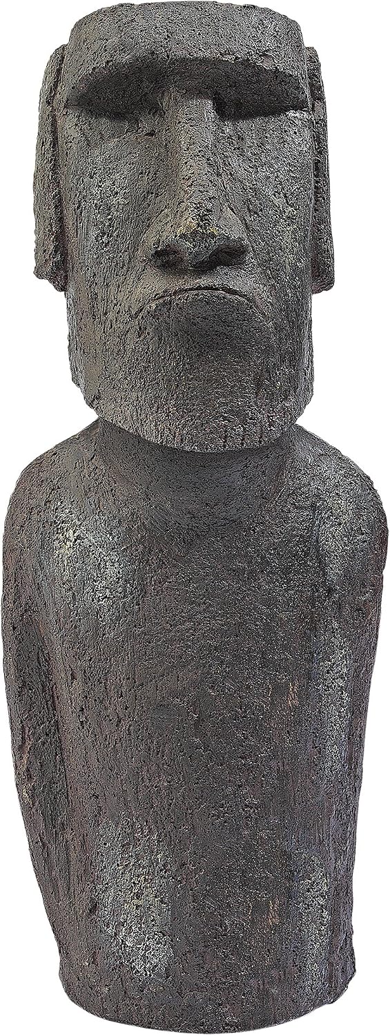 Design Toscano Easter Island Ahu Akivi Moai Monolith Garden Statue, Extra Large, 32 Inch, Cast Stone Resin, Grey Stone