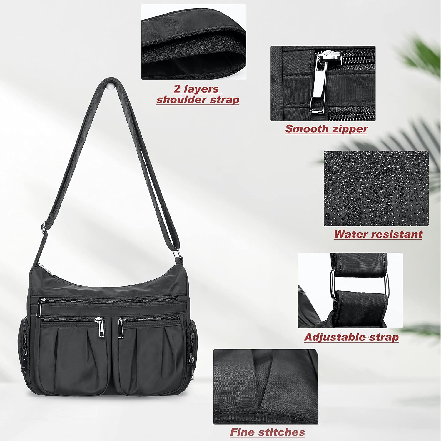 VOLGANIK ROCK Crossbody Purses for Women Shoulder Handbags Lightweight Waterproof Nylon Travel Bag Ladies Pocketbooks