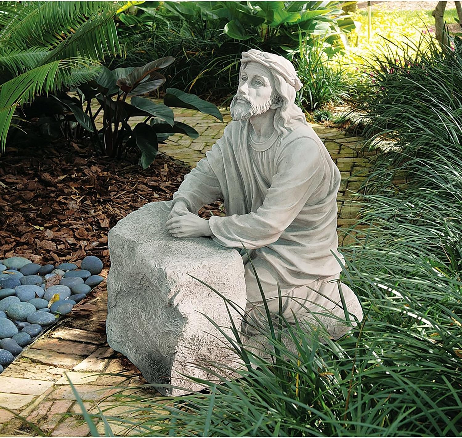 Design Toscano Jesus in the Garden of Gethsemane Religious Garden Statue, 23 Inch, Polyresin, Antique Stone