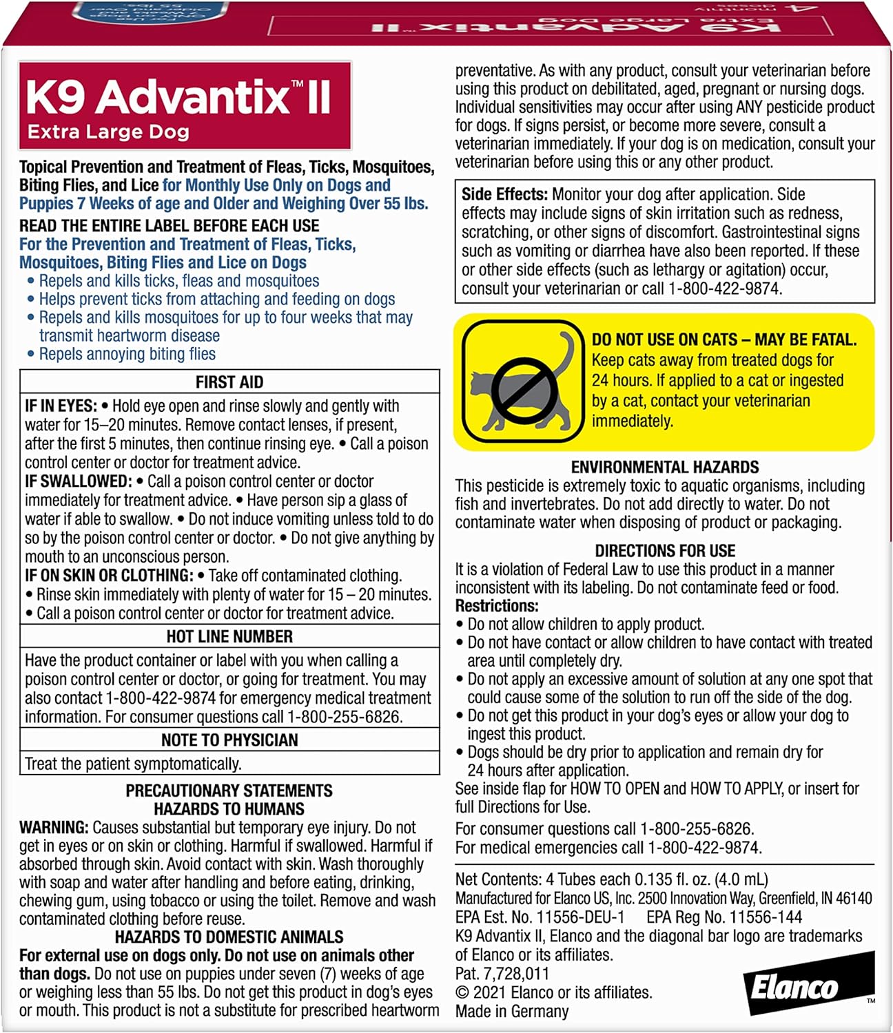 K9 Advantix II XL Dog Vet-Recommended Flea, Tick & Mosquito Treatment & Prevention | Dogs Over 55 lbs. | 6-Mo Supply