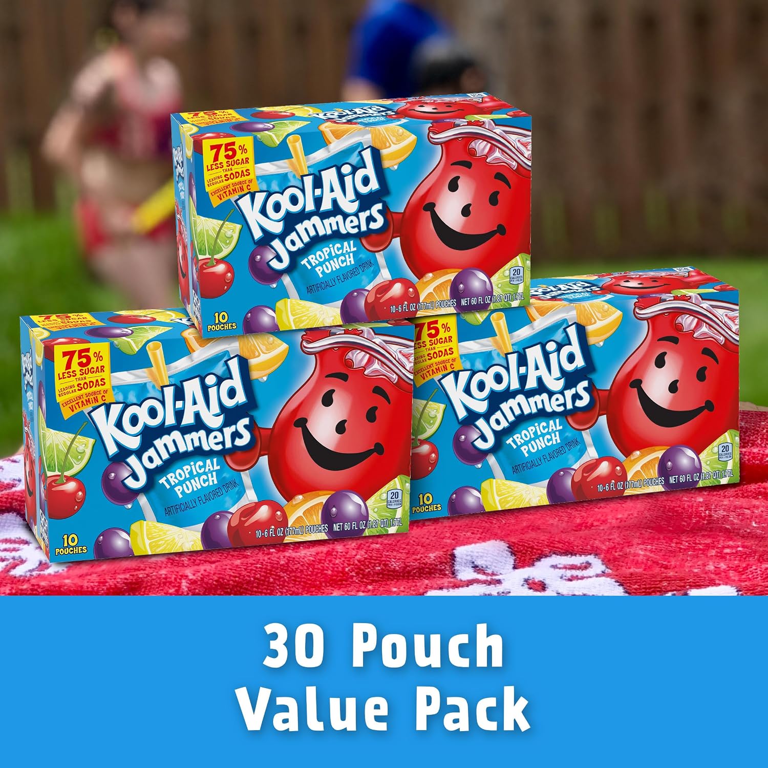 Kool-Aid Drink, 10 ct Box Tropical Punch Flavored, 6 fl oz Pouches | for Flavorful Hydration and Shareable Refreshment Good Source of Vitamin C, Caffeine Free Gluten Free