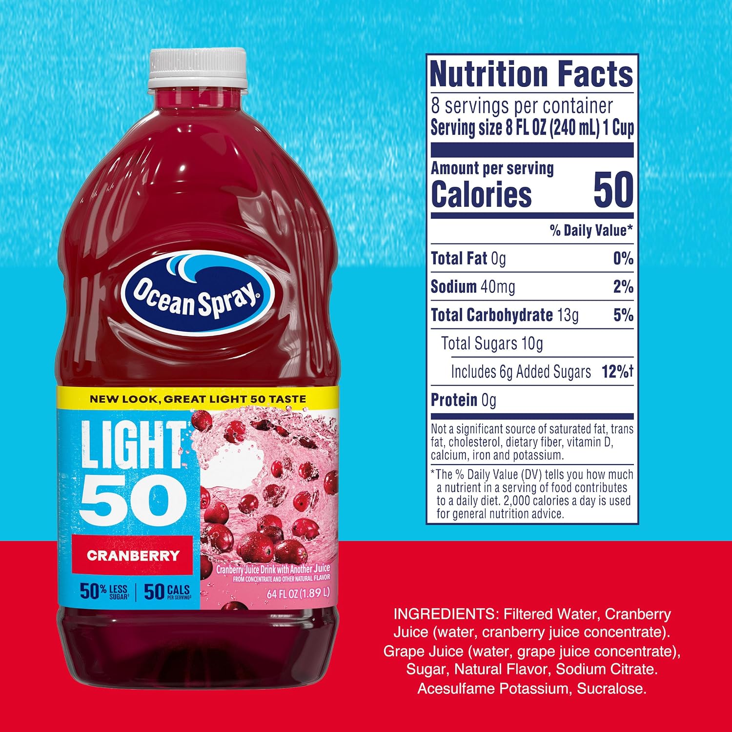 Ocean Spray® Cran50™ Cranberry Juice Drink, 64 Fl Oz Bottle (Pack of 1)