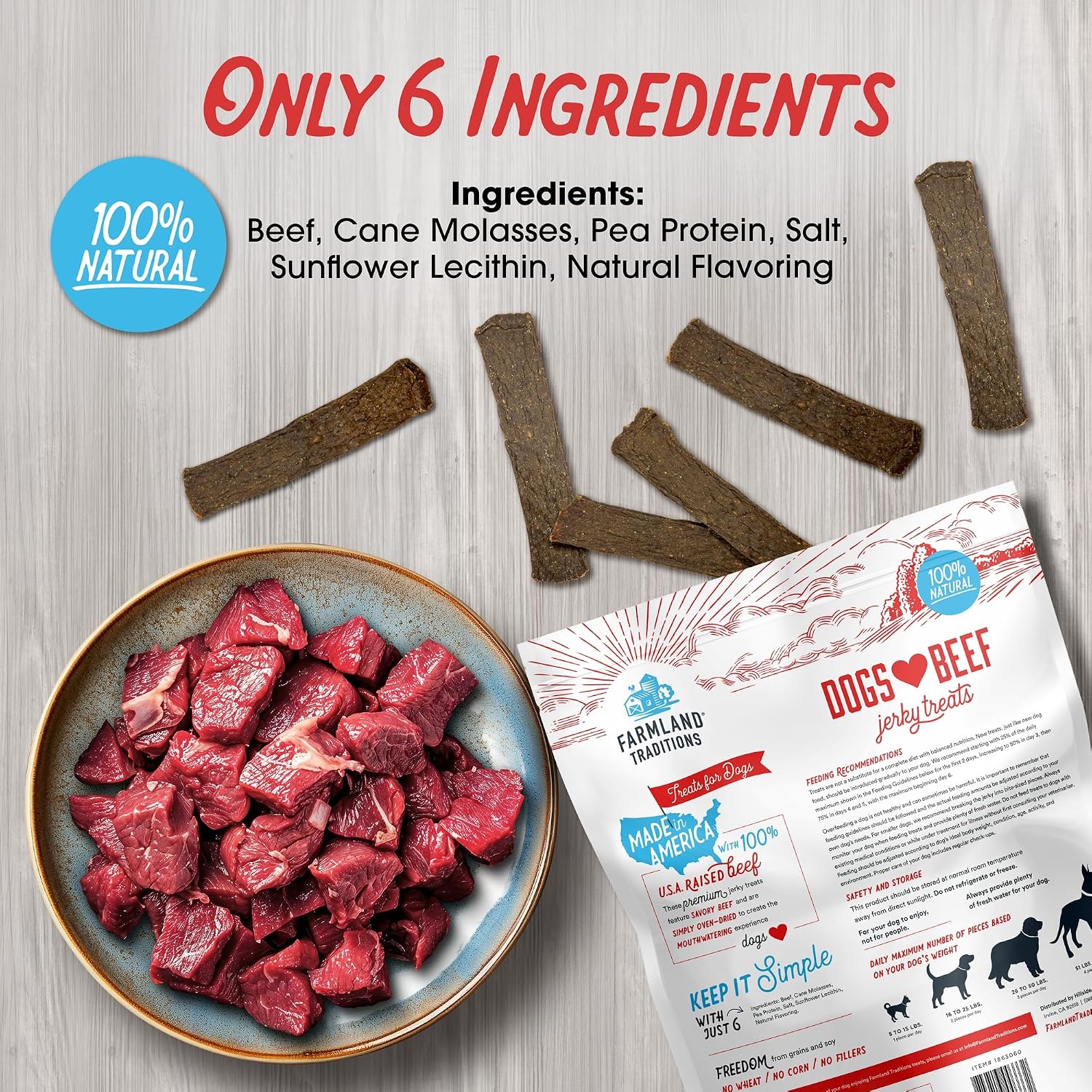 Farmland Traditions Filler Free Dogs Love Chicken Premium Jerky Treats for Dogs, 3 lb. Bag