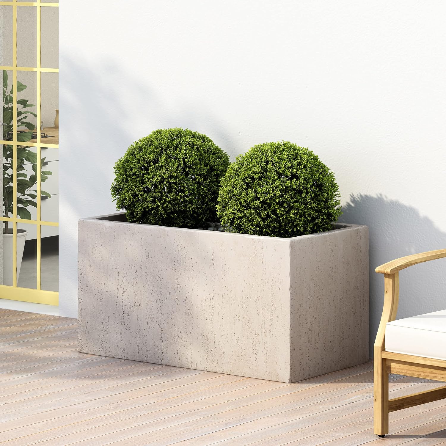 Christopher Knight Home Vanessa Outdoor Modern Large Cast Stone Rectangular Planter, White