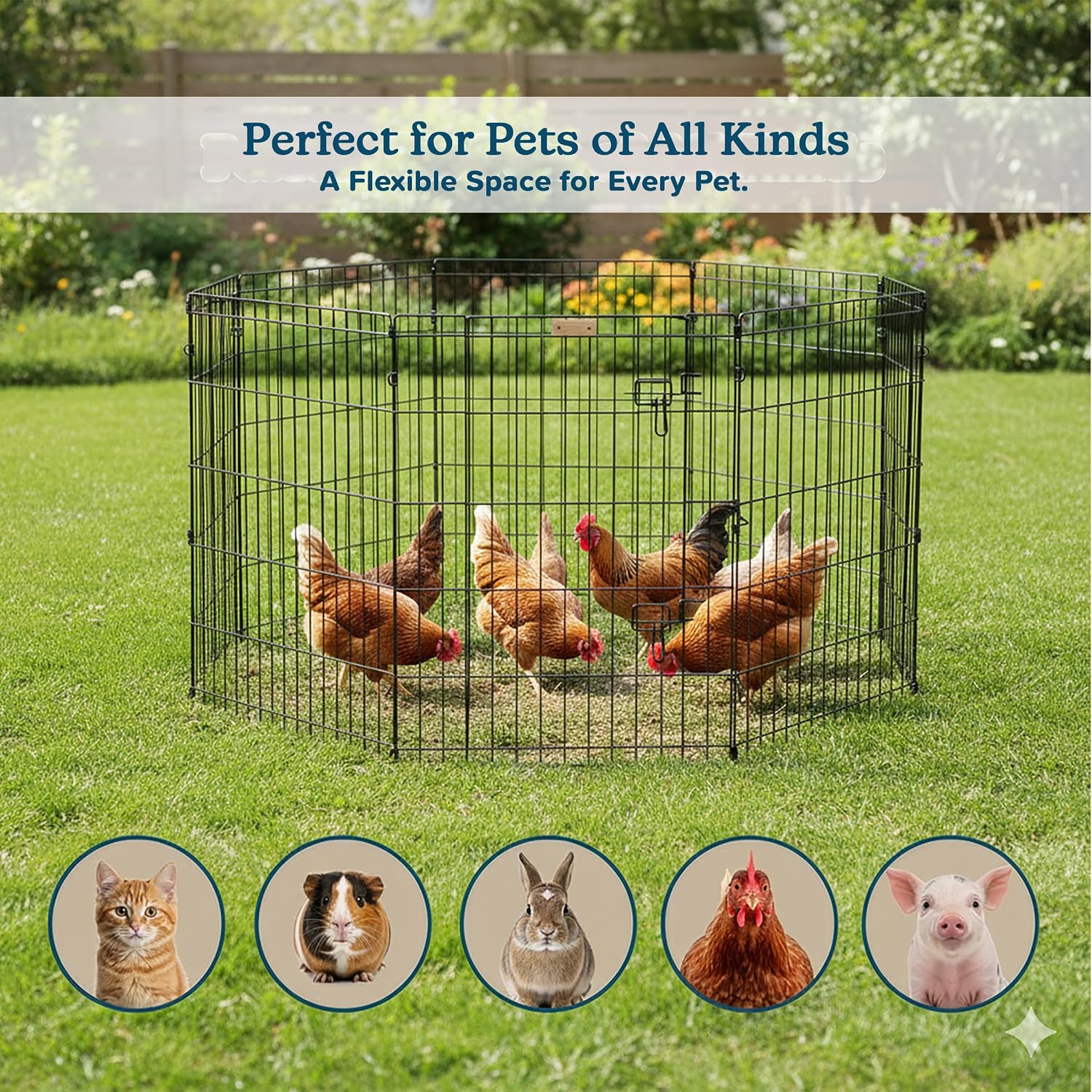 Puppy Playpen - Foldable Metal Exercise Enclosure with Eight 24-Inch Panels - Indoor/Outdoor Fence for Dogs, Cats, or Small Animals by PETMAKER