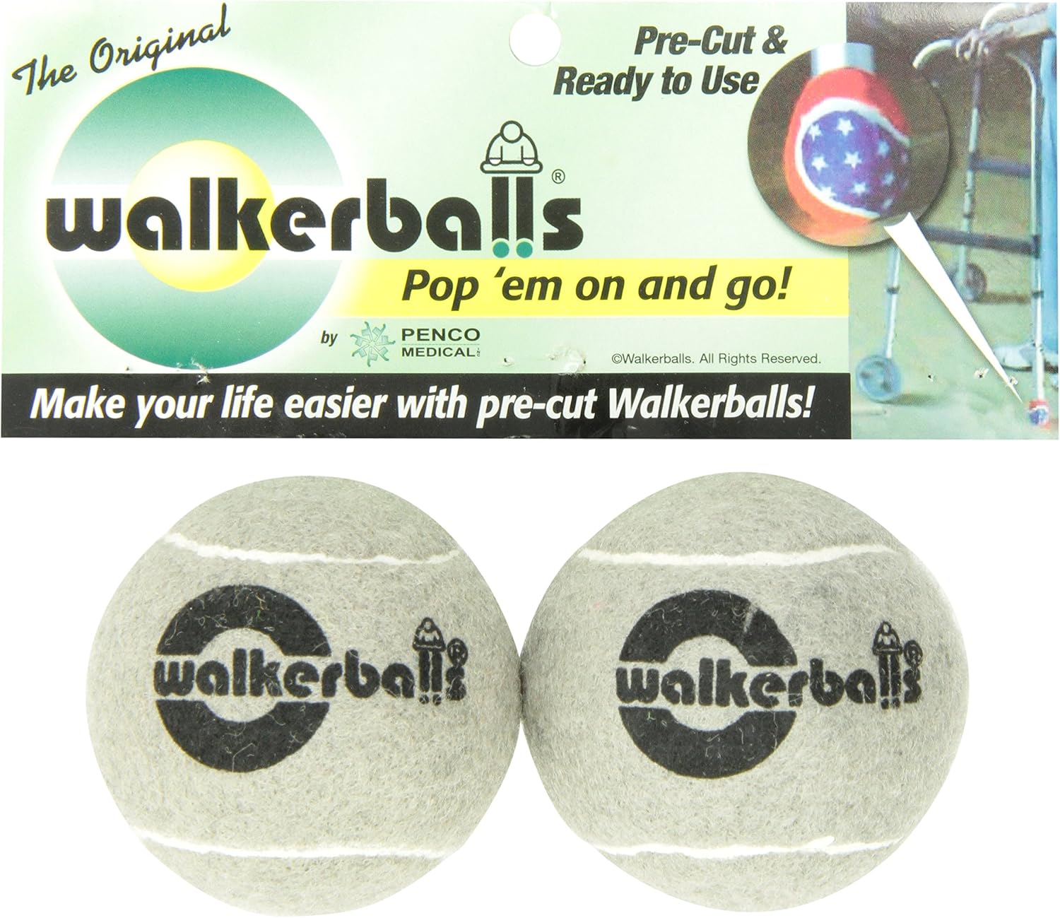 DMI Walkerballs Precut Walker Tennis Ball Glides, Fit Most Walkers, 1 Pair
