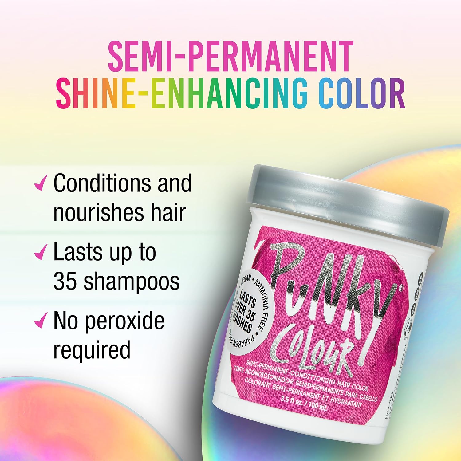 Punky Colour Flamingo Pink Semi Permanent Hair Color – Vibrant Pink Hair Dye, Vegan & Cruelty-Free Conditioning Formula, Lasts Up to 35 Washes, 3.5 fl oz