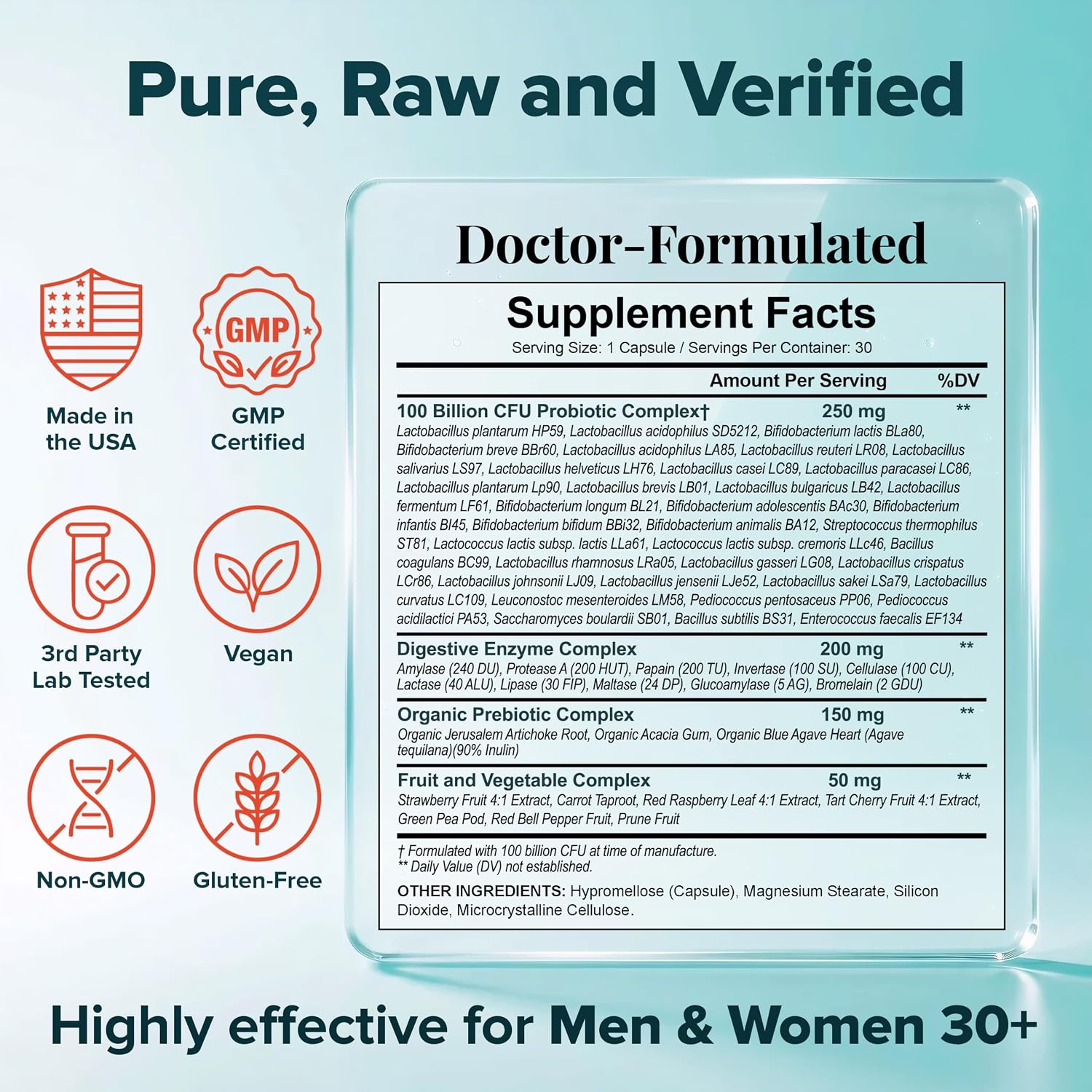 Wholesome Wellness Organic Raw Probiotics 100 Billion CFU, Dr Formulated for Women and Men