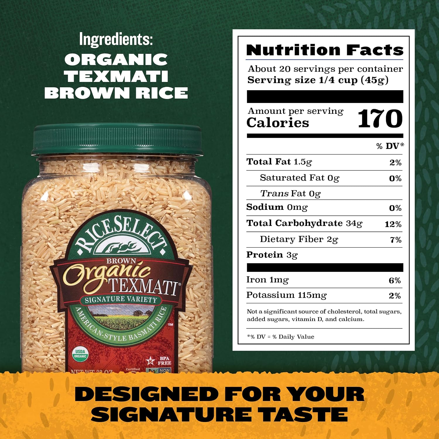 RiceSelect Organic Texmati White Rice, Long-Grain Basmati Rice