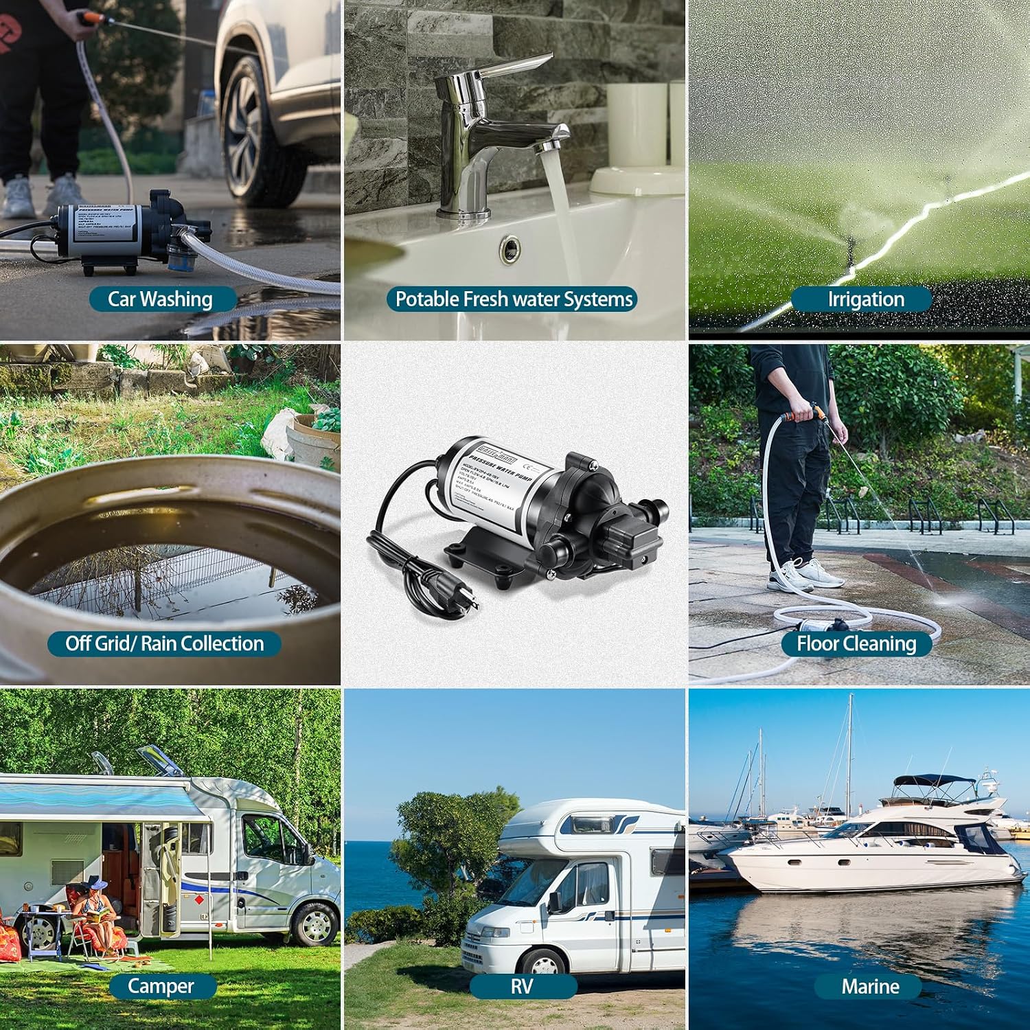 RV Water Pumps 115V AC Pressure Pump with Pressure Switch, Self-priming Water Pump 4.0GPM 45PSI, Fresh Water Pump for RV, Kitchen Barthroom Camping Marine Yacht Garden Diaphragm Pump115volt