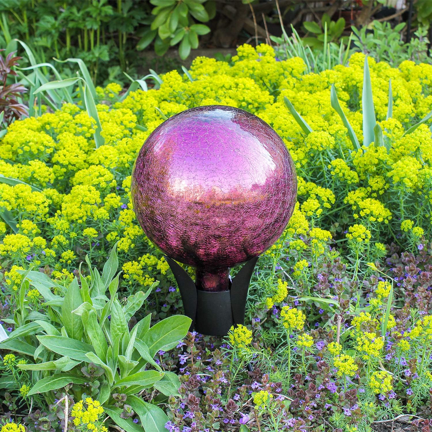 Achla Designs G10-FG-C Gazing, Fern Green 10 inch Glass Garden Globe Ball Sphere, 10