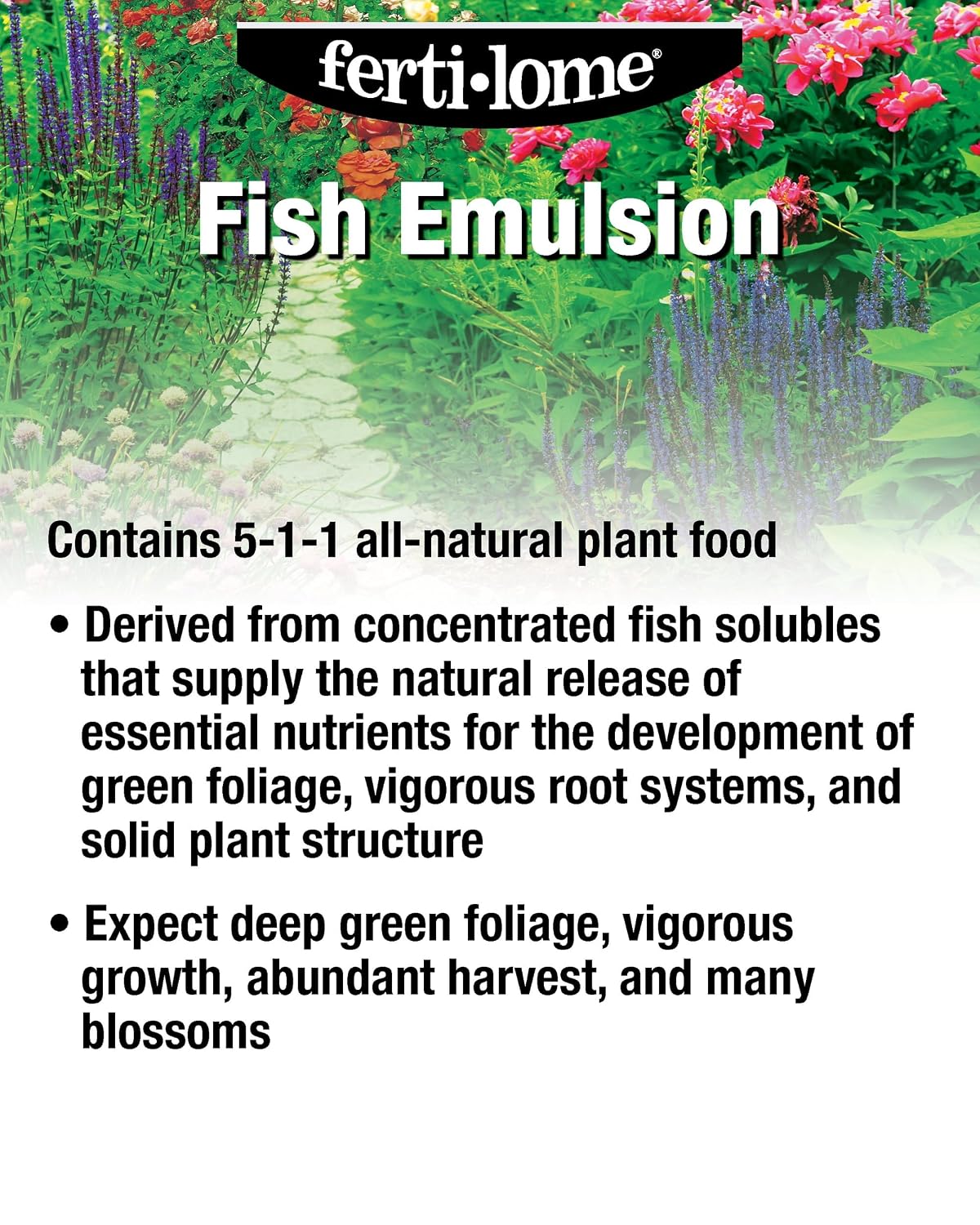 Fertilome (10614) Fish Emulsion Fertilizer 5-1-1, 1 gal | 5-1-1 concentrated fish solubles - Natural nutrient release for houseplants, fruits & vegetables - Gardeners