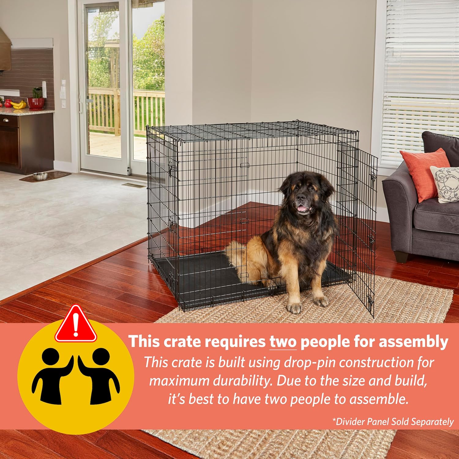 MidWest Homes for Pets 48-Inch iCrate for Extra-Large Breeds, 90-110 lbs, Single Door Folding Dog Crate with Divider Panel, Leak-Proof Tray & Secure Latches, Portable, Durable & Easy to Assemble
