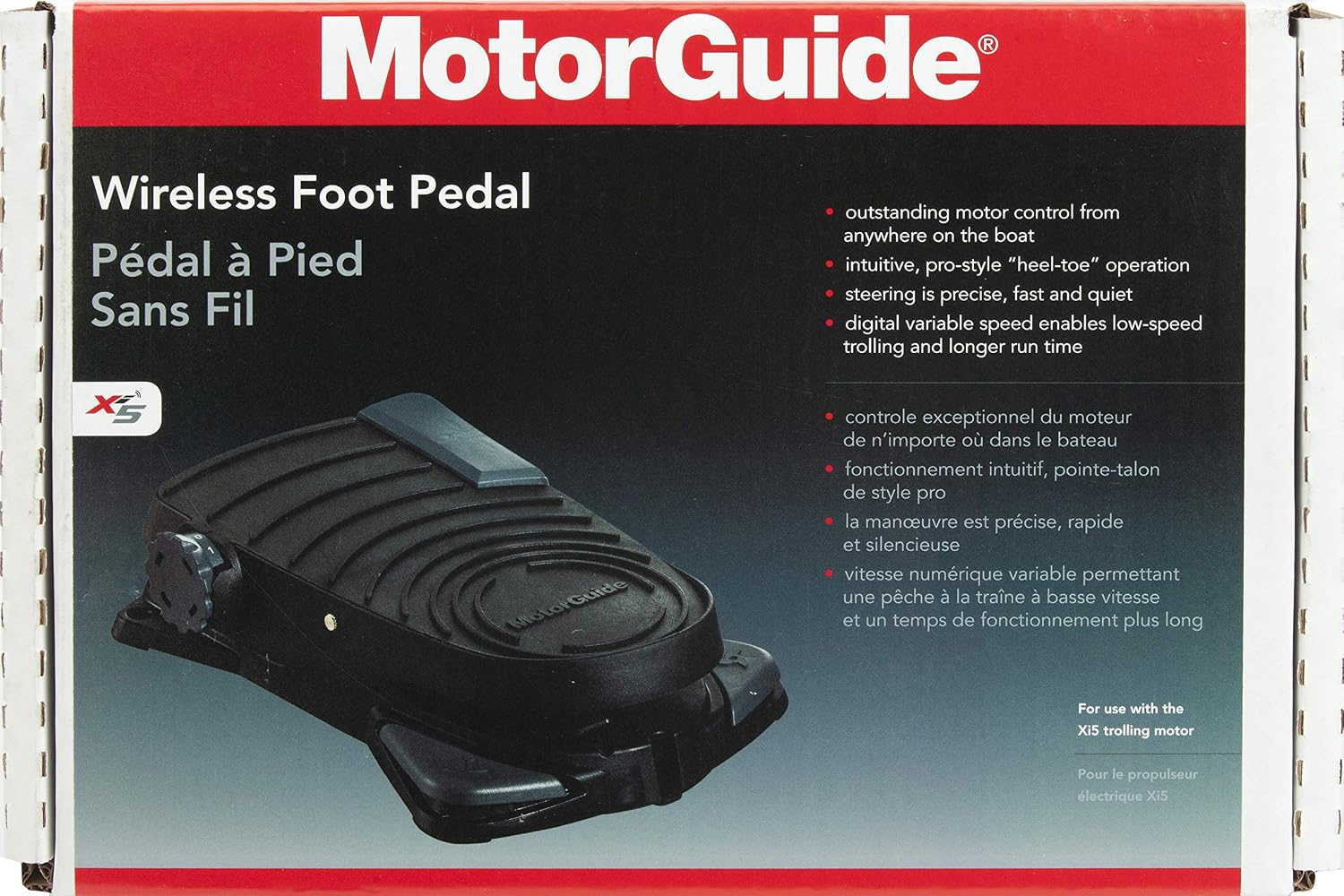 MotorGuide 8M0092069 Xi Series Wireless Foot Pedal – Compatible with Xi3 & Xi5 Trolling Motors – 2.4GHz Control, Variable Speed, Black