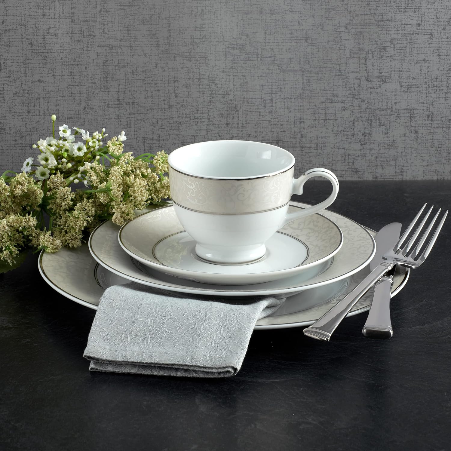 Mikasa Regent Bead 40-Piece Porcelain Dinnerware Set, Service for 8