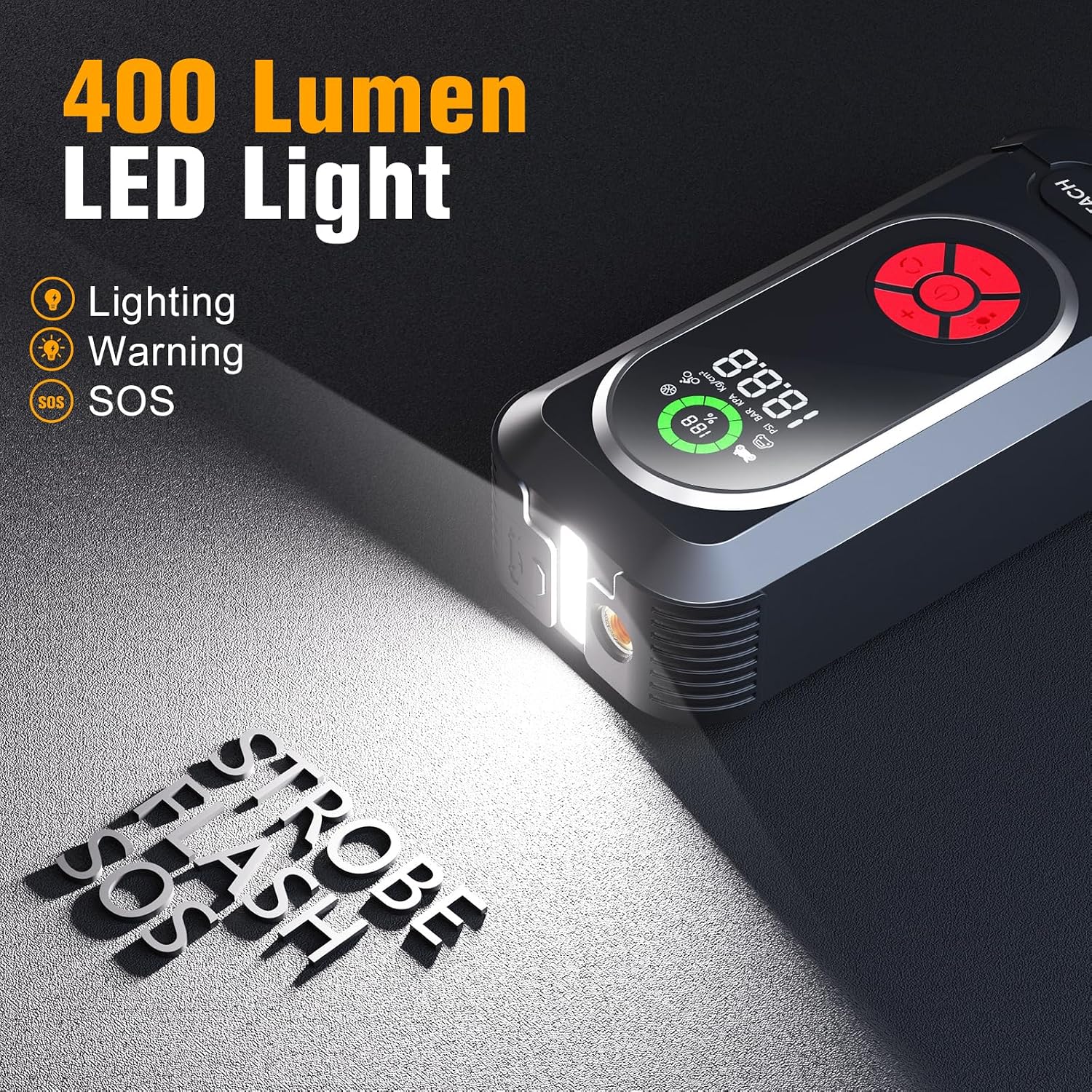 Scatach 4000A Car Battery Jump Starter, 12V Jump Starter Battery Pack (up to 10.0L Gasoline and 8.0L Diesel Engine), Portable Jump Box with Jumper Cable, LED Display, LED Light