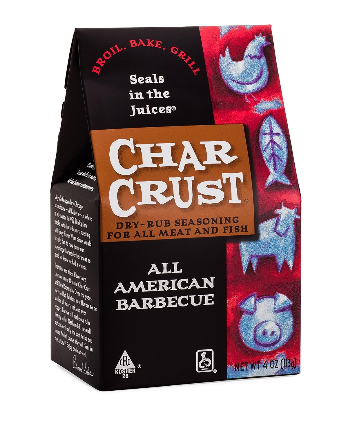 Char Crust Dry-Rub Seasoning, All American BBQ, 4-Ounce (Pack of 1)