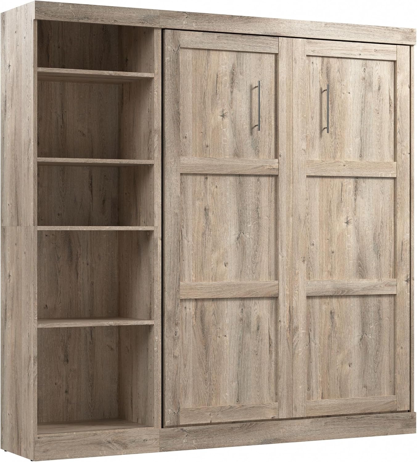 Bestar Pur Queen Murphy Bed, 65-inch Space-Saving Sleeping Arrangement for Multipurpose Area, Bedroom, Guest Room, or Living Room | Dual piston mechanism; for guest room or multipurpose space; Shaker-inspired trim with metal handles